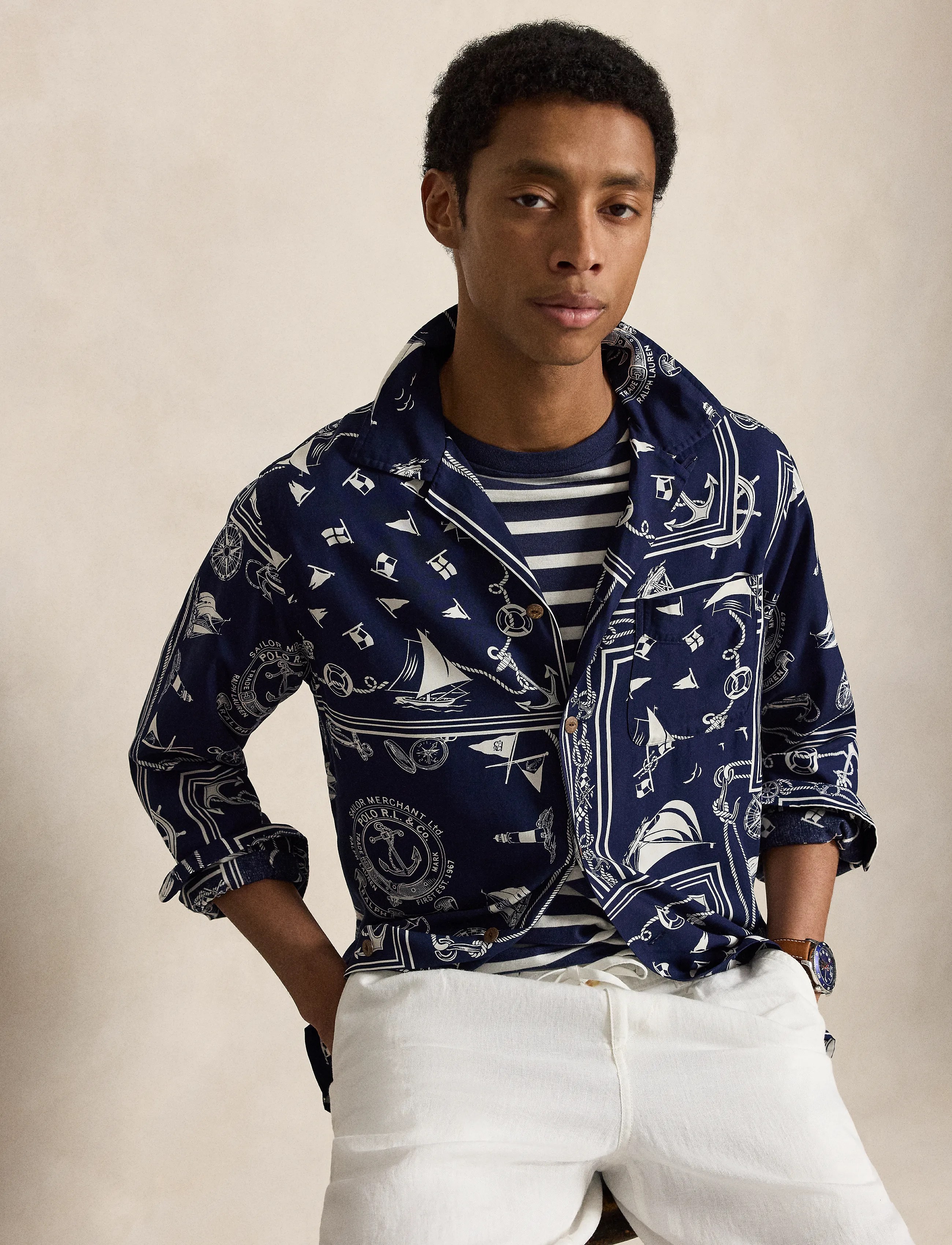 Polo Ralph Lauren - Classic Fit Nautical Bandanna Shirt - mustriga särgid - 7267 nautical ban - 4