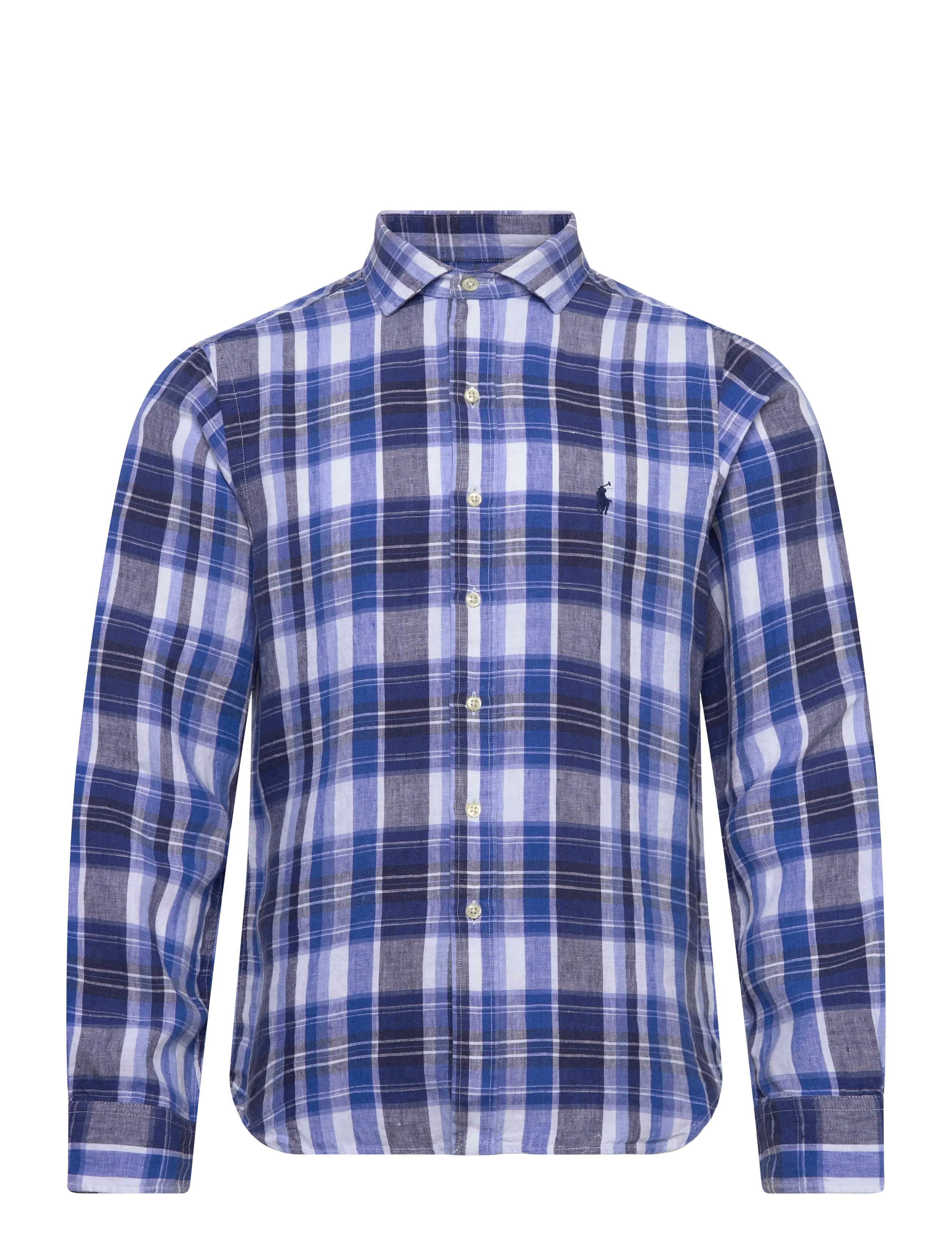 Polo Ralph Lauren Classic Fit Plaid Linen Shirt, XXL, Shirts, Blau - Casual Männerswear