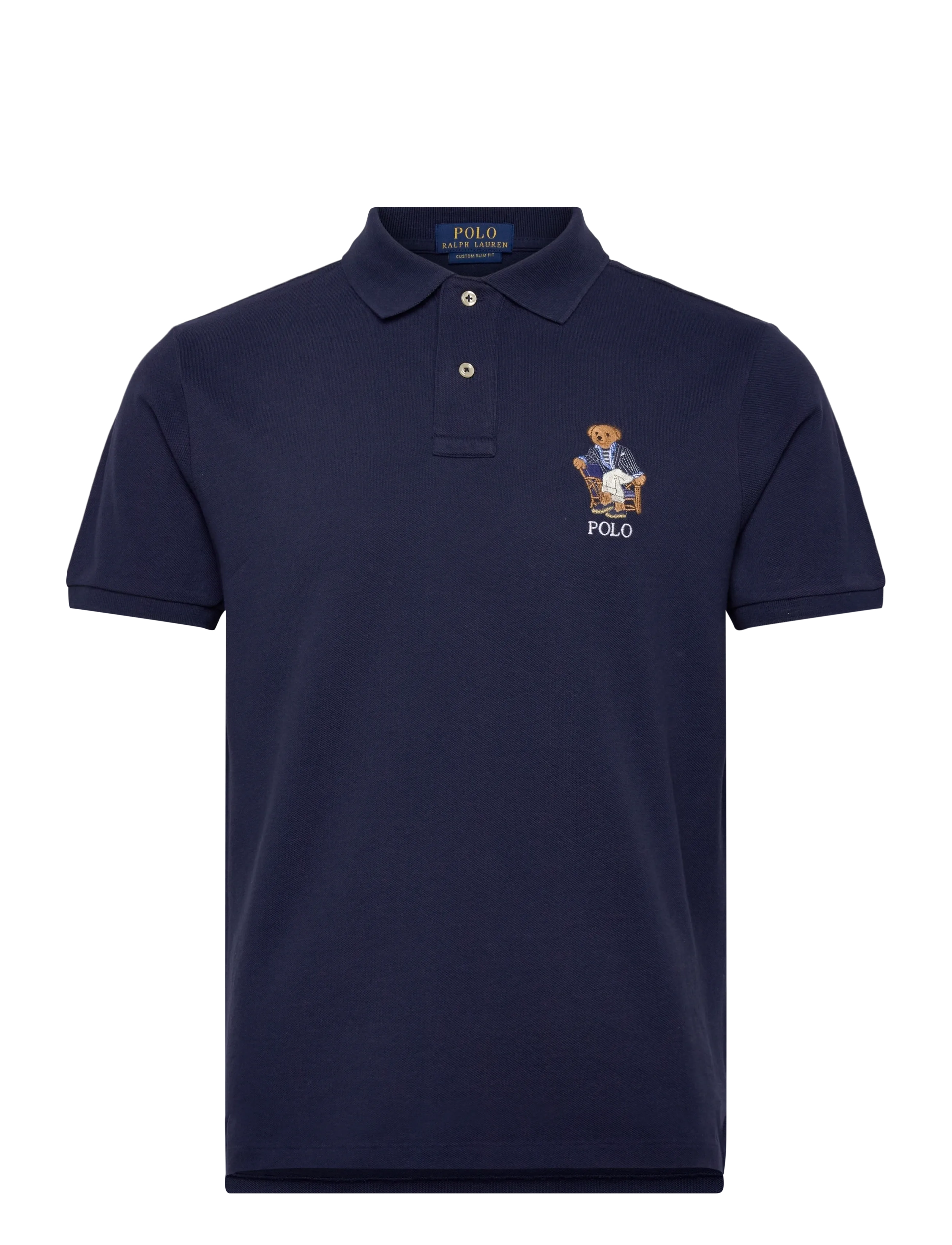 Polo Ralph Lauren Custom Slim Fit Polo Bear Polo Shirt, Mænd, Polo Bjørn Poloshirt, Navy, Str: S