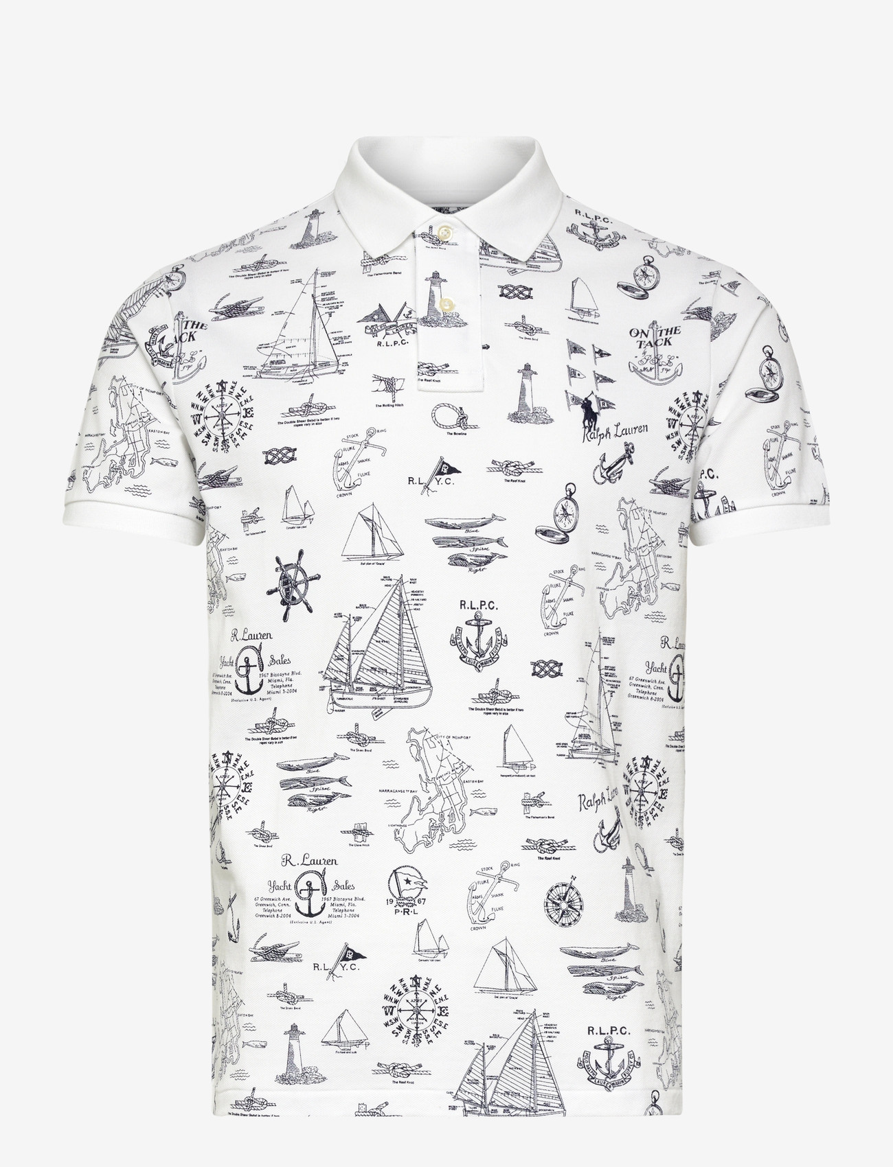 Polo Ralph Lauren - Custom Slim Fit Nautical Mesh Polo Shirt - short-sleeved polos - seaward bound-whi - 0