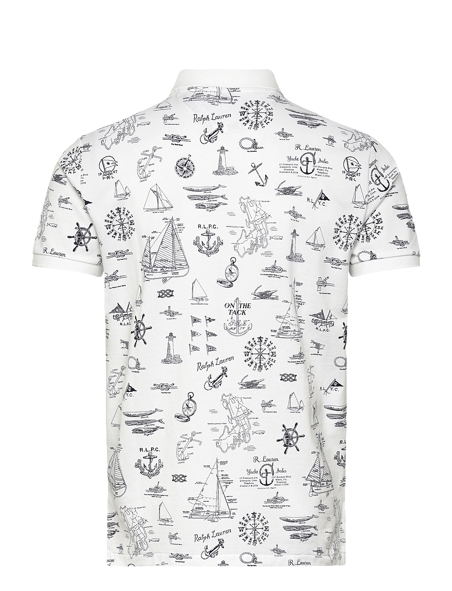Polo Ralph Lauren - Custom Slim Fit Nautical Mesh Polo Shirt - krótki rękaw - seaward bound-whi - 1