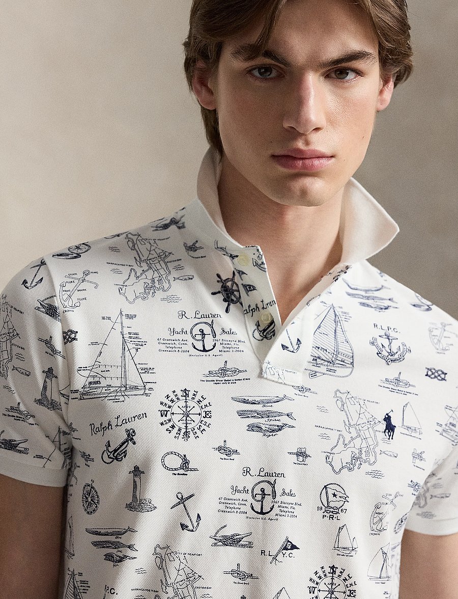 Polo Ralph Lauren - Custom Slim Fit Nautical Mesh Polo Shirt - short-sleeved polos - seaward bound-whi - 2