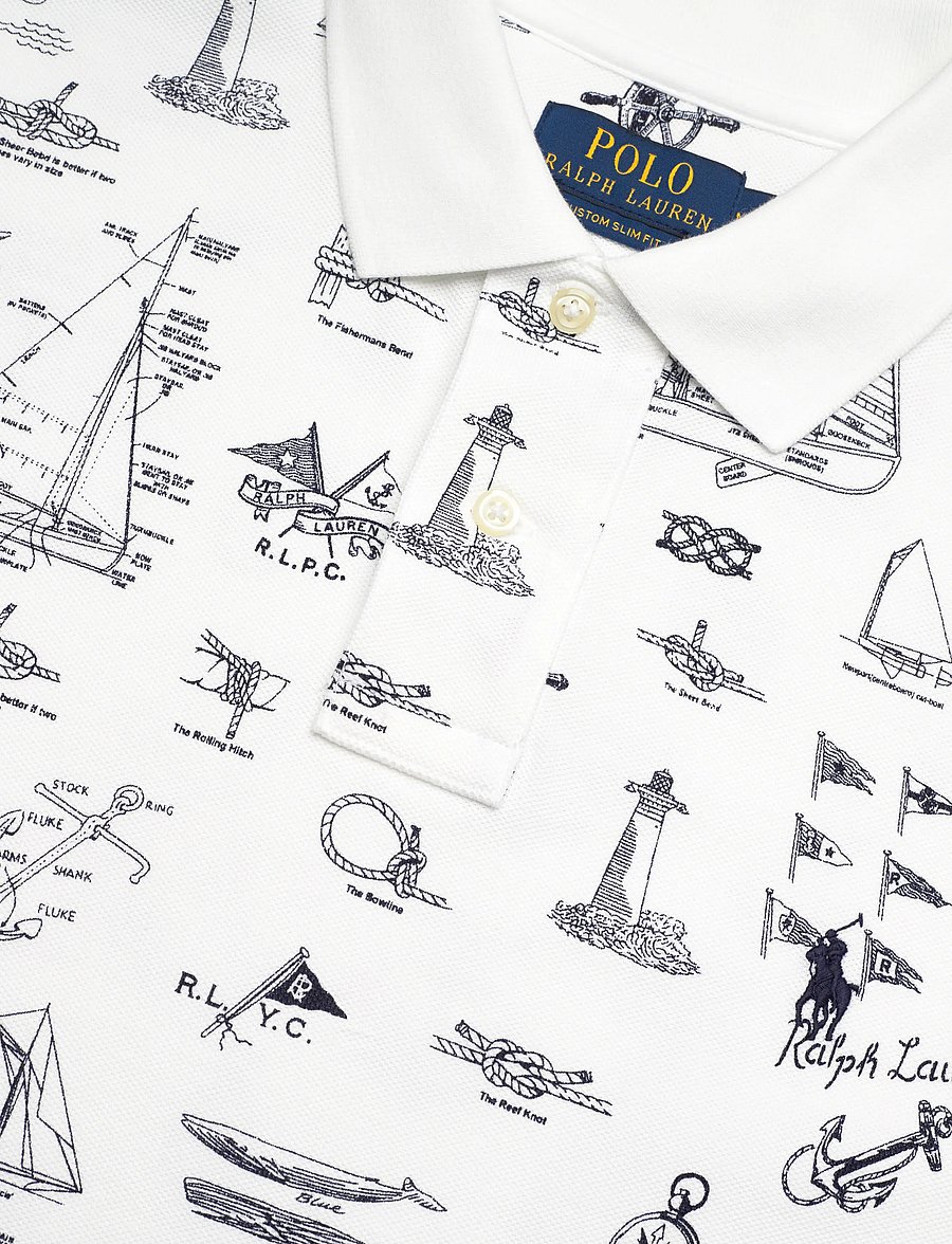 Polo Ralph Lauren - Custom Slim Fit Nautical Mesh Polo Shirt - krótki rękaw - seaward bound-whi - 2