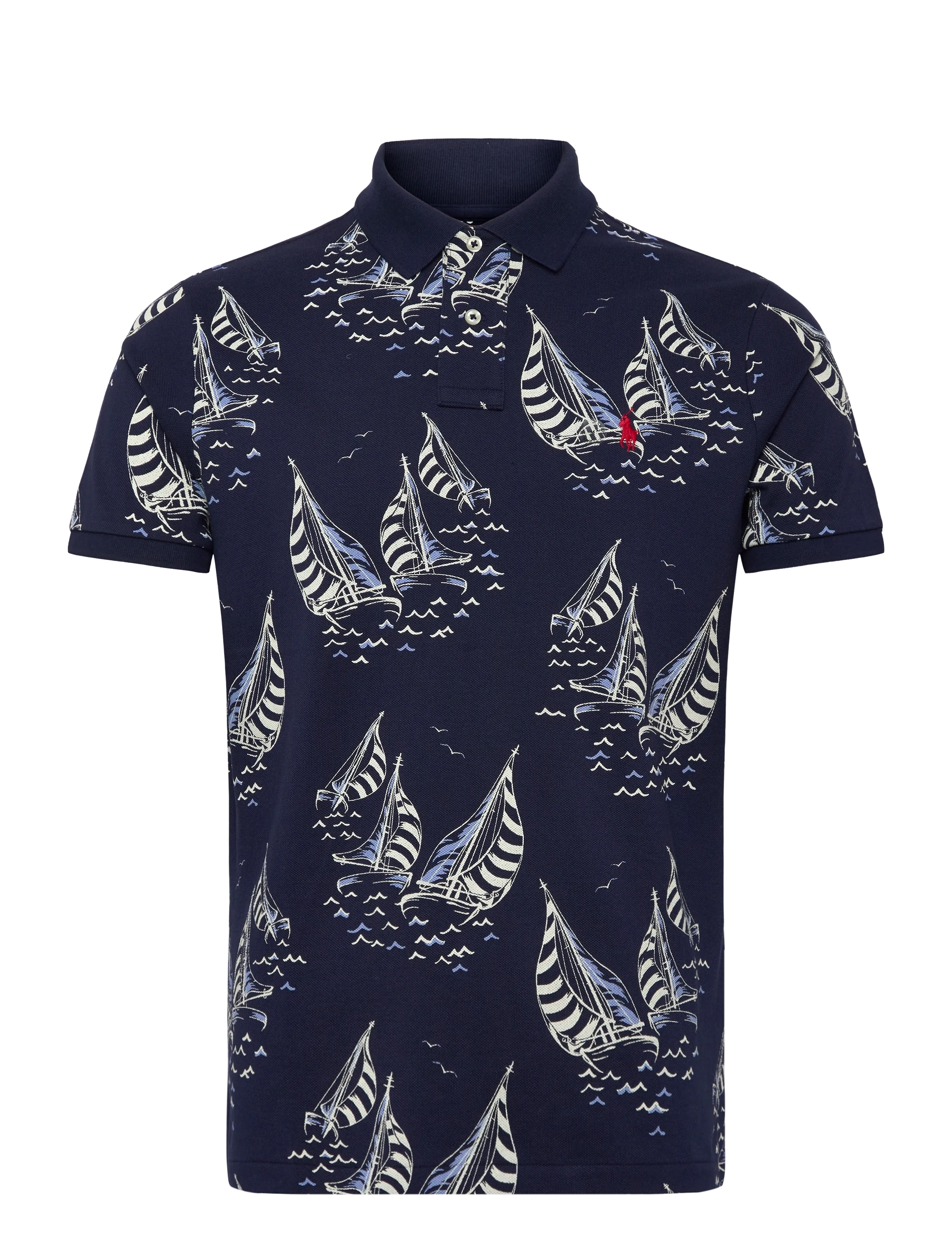 Polo Ralph Lauren Custom Slim Fit Sailboat Mesh Polo Shirt, L, Navy, Poloer > Kortærmede, Herre