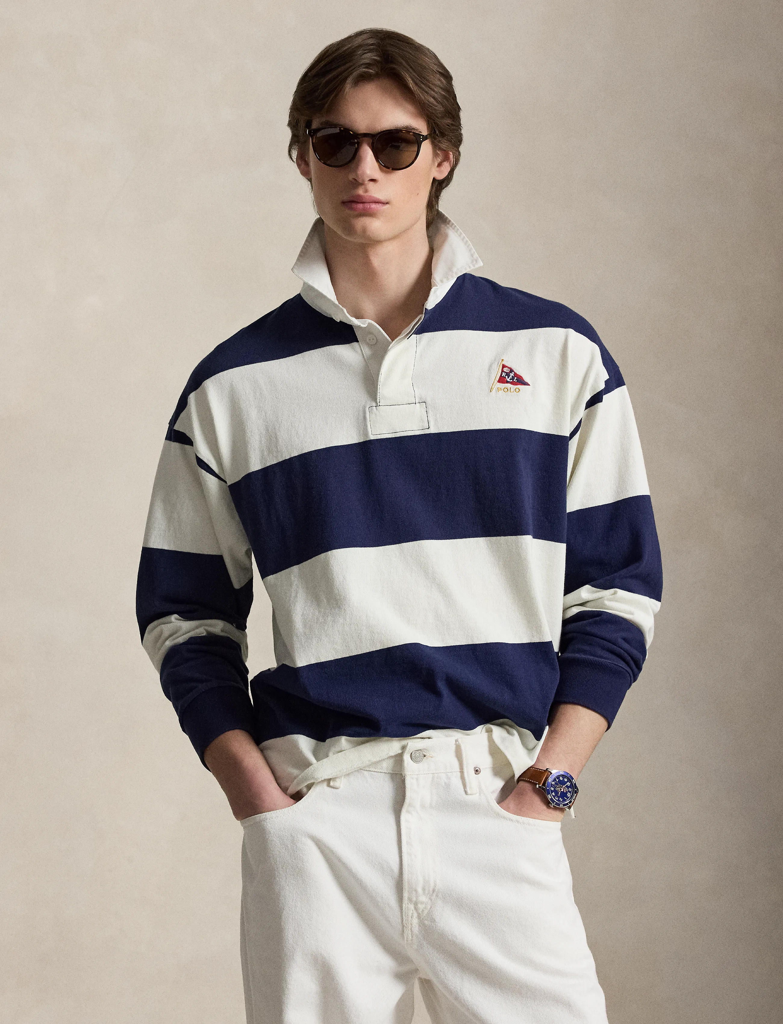 Polo Ralph Lauren - Big Fit Striped Jersey Rugby Shirt - langærmede bluser - newport navy/deck - 4