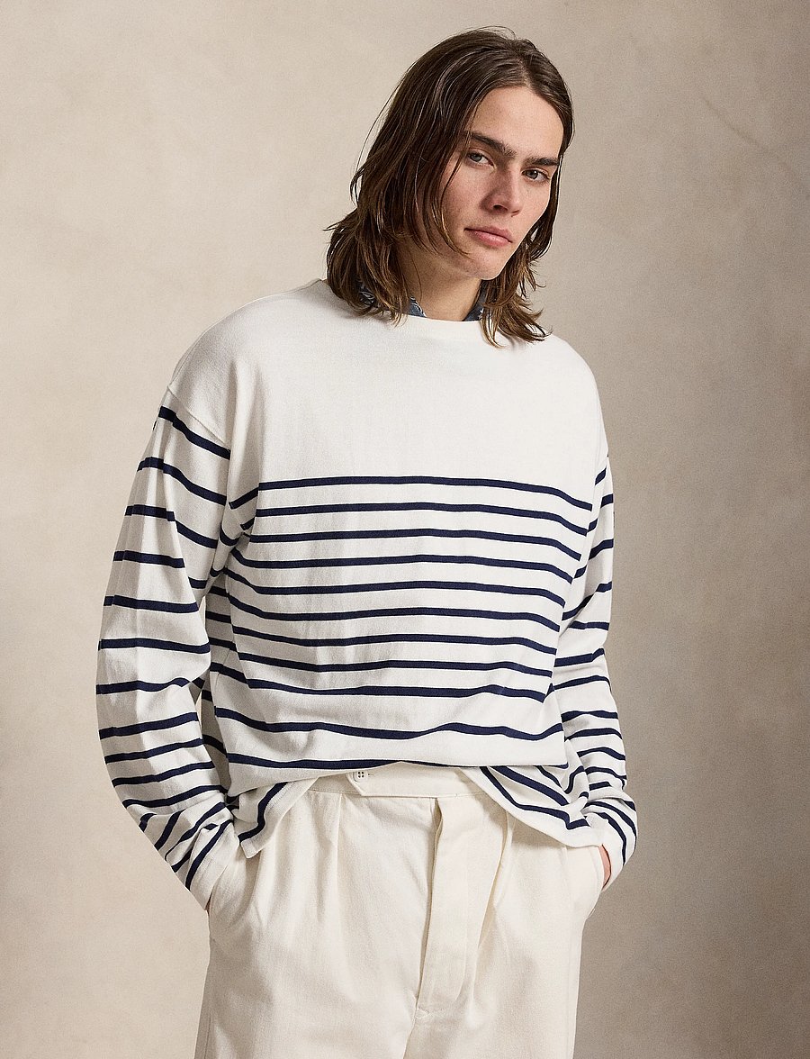 Polo Ralph Lauren - Relaxed Fit Striped Jersey Pullover - rund hals - newport navy/whit - 0