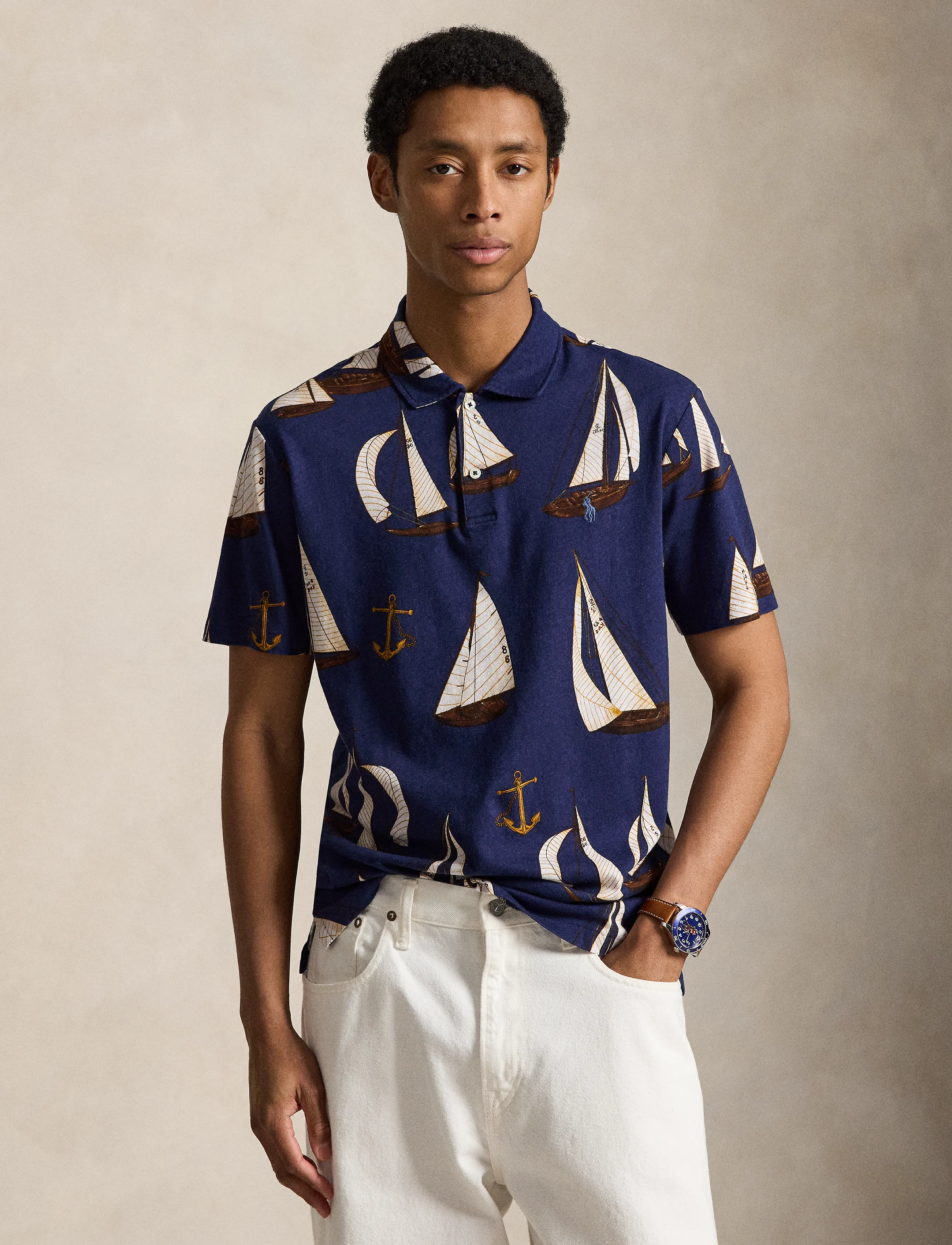 Polo Ralph Lauren Standard Fit Sailboat Jersey Polo Shirt, XXL, Navy, Poloer > Kortærmede, Herre