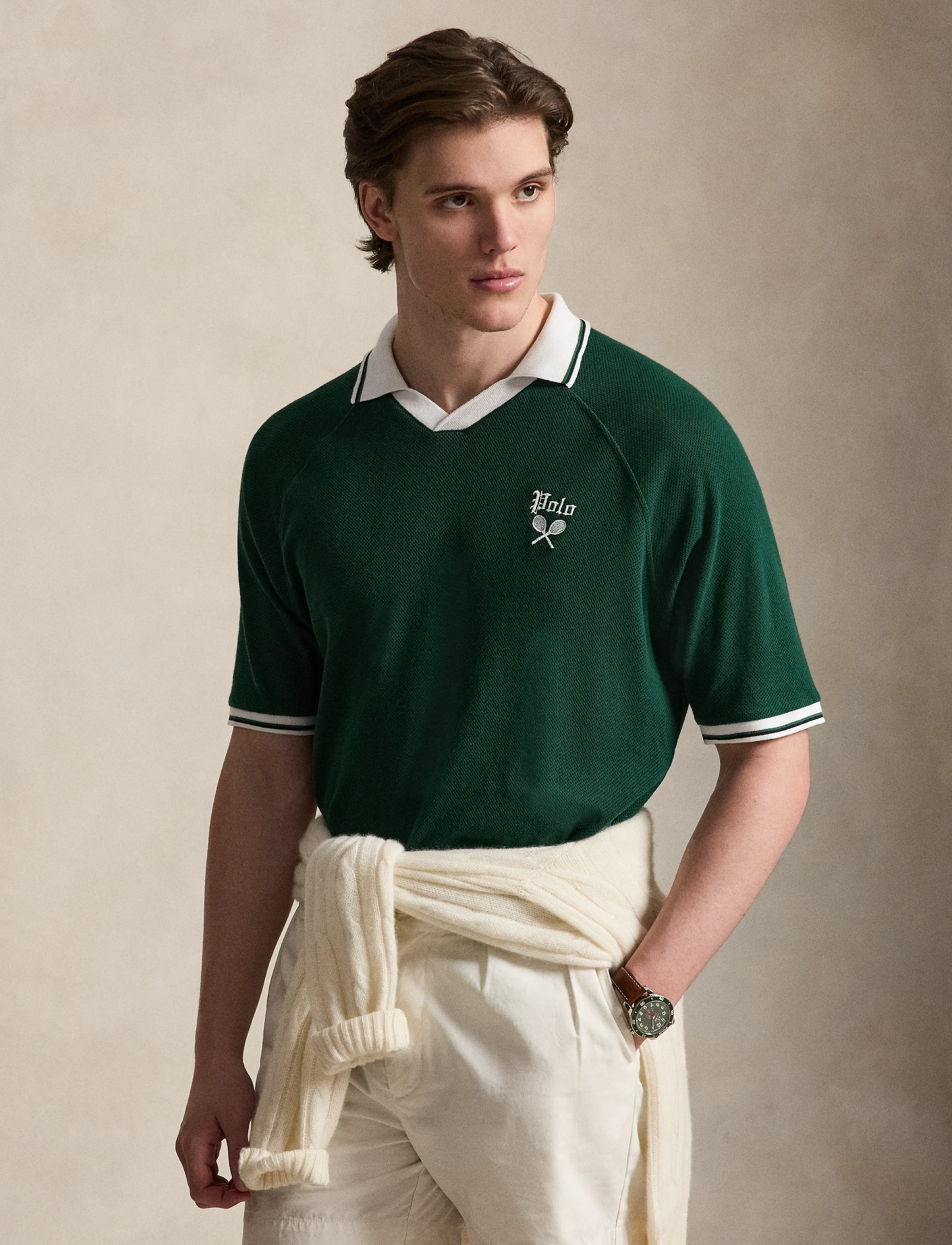 Polo Ralph Lauren Relaxed Fit Pointelle Jersey Polo Shirt - Midsommar - NEW FOREST / green