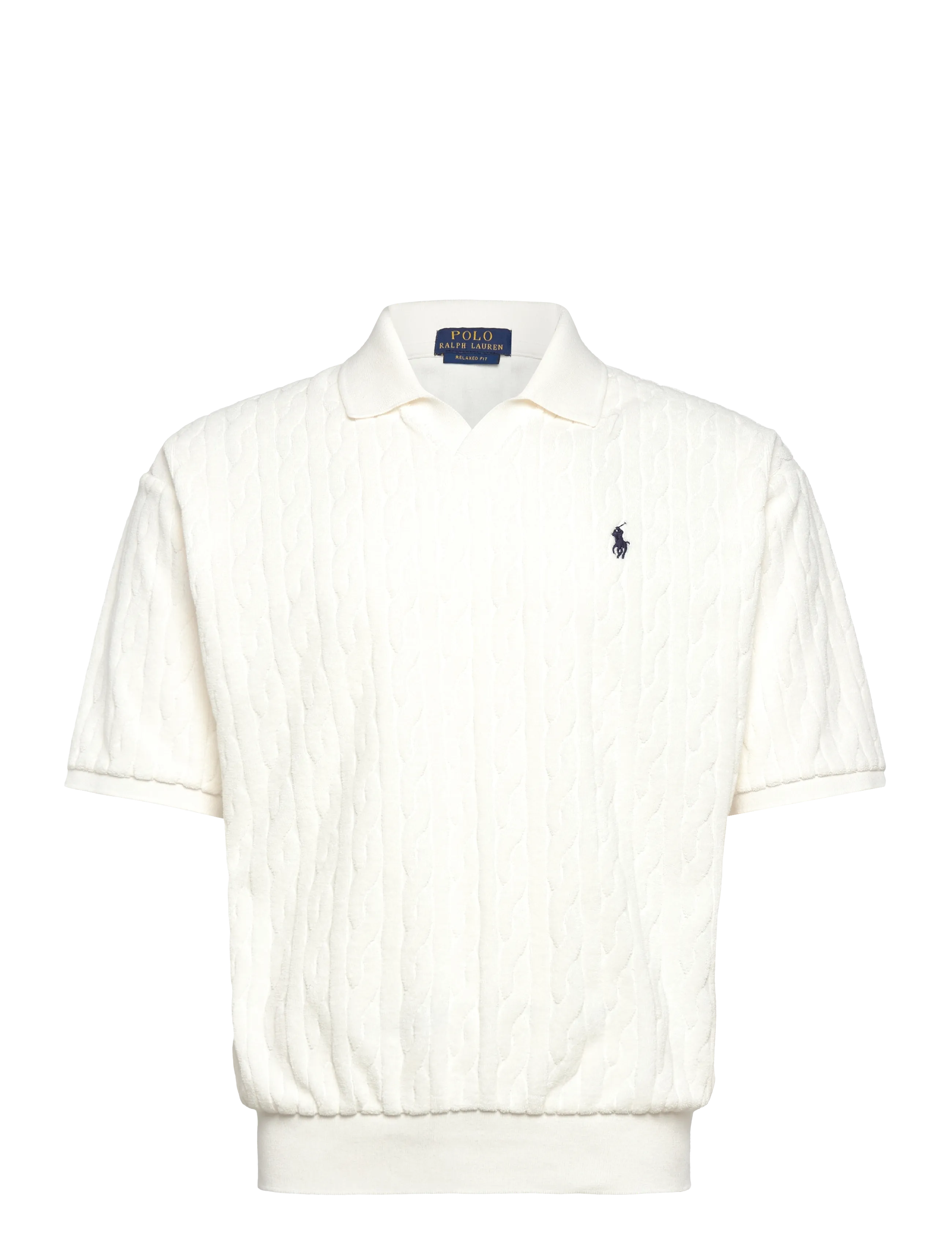 Polo Ralph Lauren Relaxed Fit Cabled Terry Polo Shirt, XXL, White, Strik > Kortærmede Strikkede Poloer, Herre