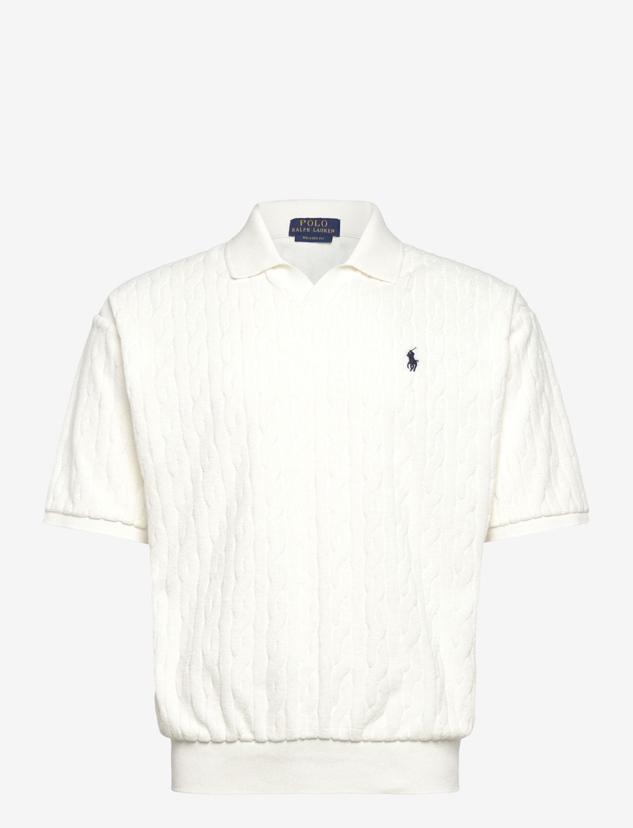 Polo Ralph Lauren - Relaxed Fit Cabled Terry Polo Shirt - polostrik - deckwash white - 0