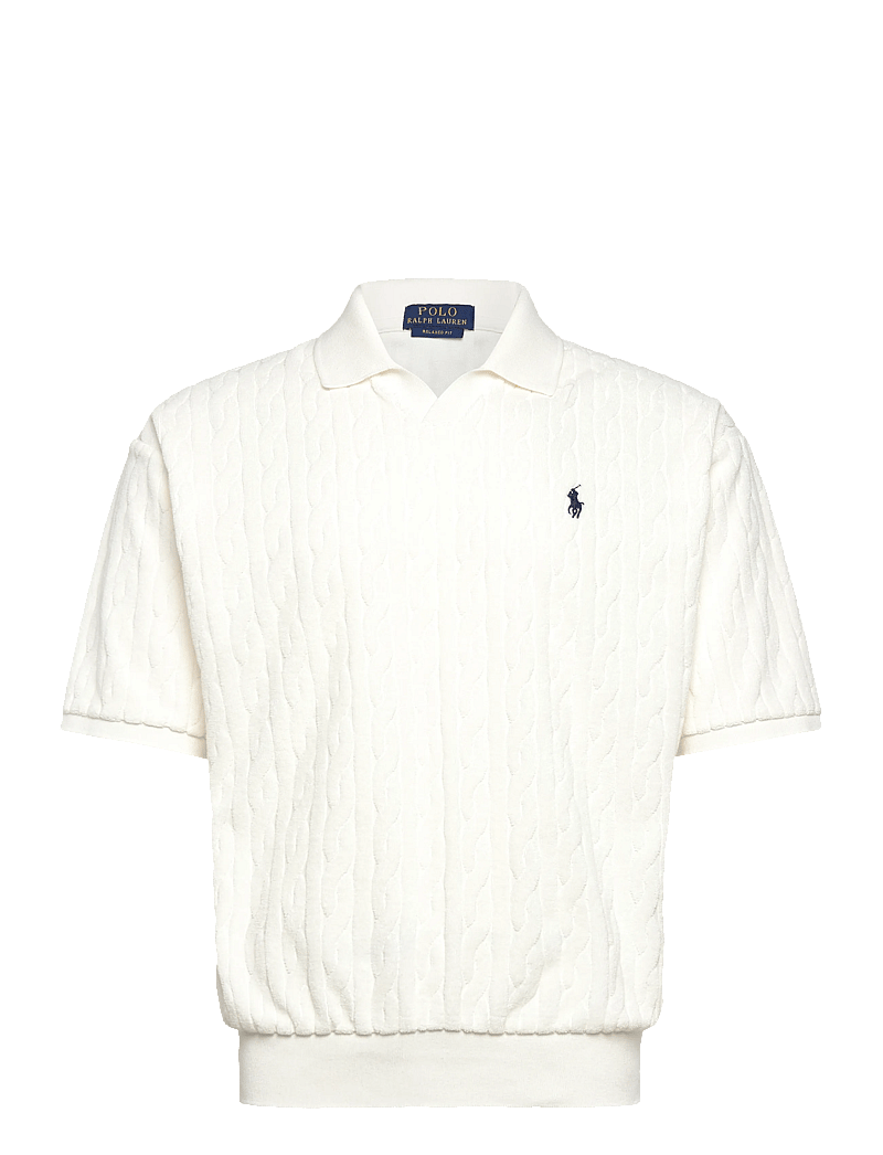 Polo Ralph Lauren - Relaxed Fit Cabled Terry Polo Shirt - polostrik - deckwash white - 0