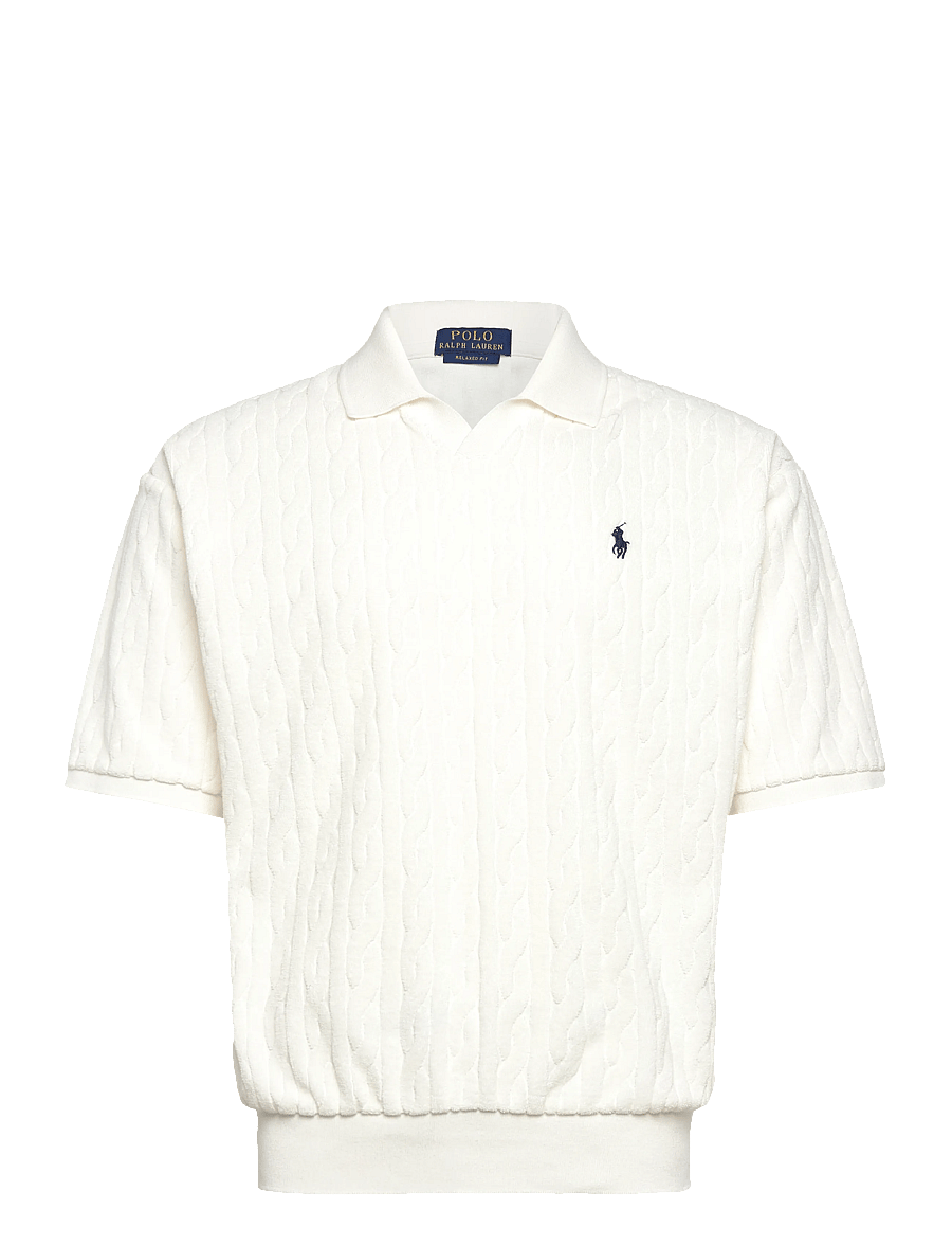 Polo Ralph Lauren - Relaxed Fit Cabled Terry Polo Shirt - gestrickte polohemden - deckwash white - 0