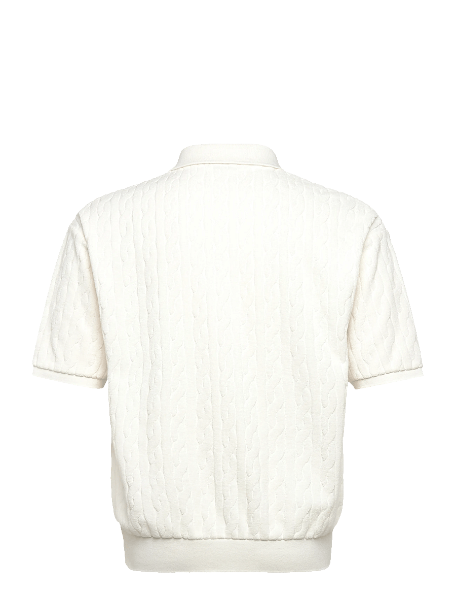 Polo Ralph Lauren - Relaxed Fit Cabled Terry Polo Shirt - gestrickte polohemden - deckwash white - 1