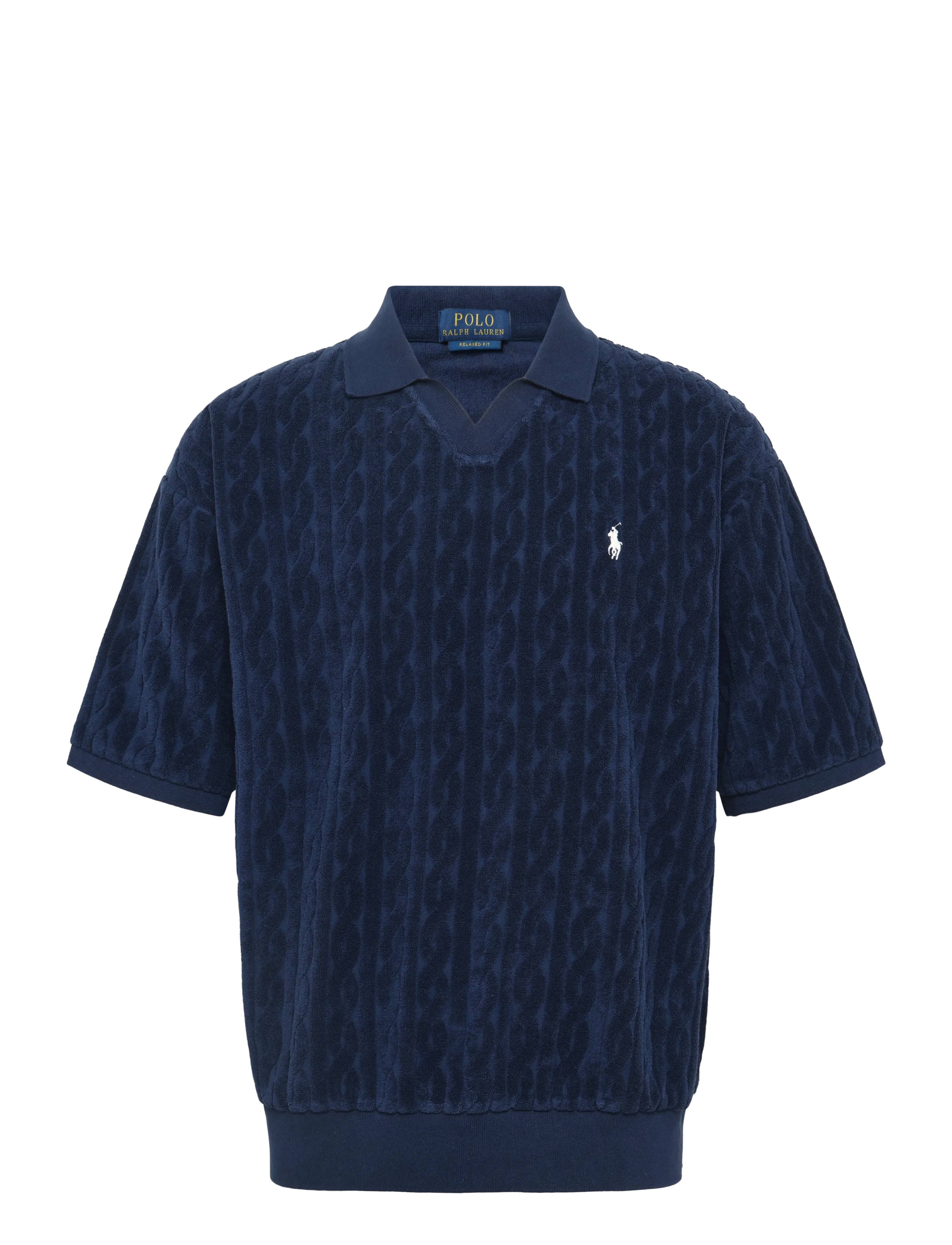 Polo Ralph Lauren Relaxed Fit Cabled Terry Polo Shirt - Odzież - NEWPORT NAVY / navy