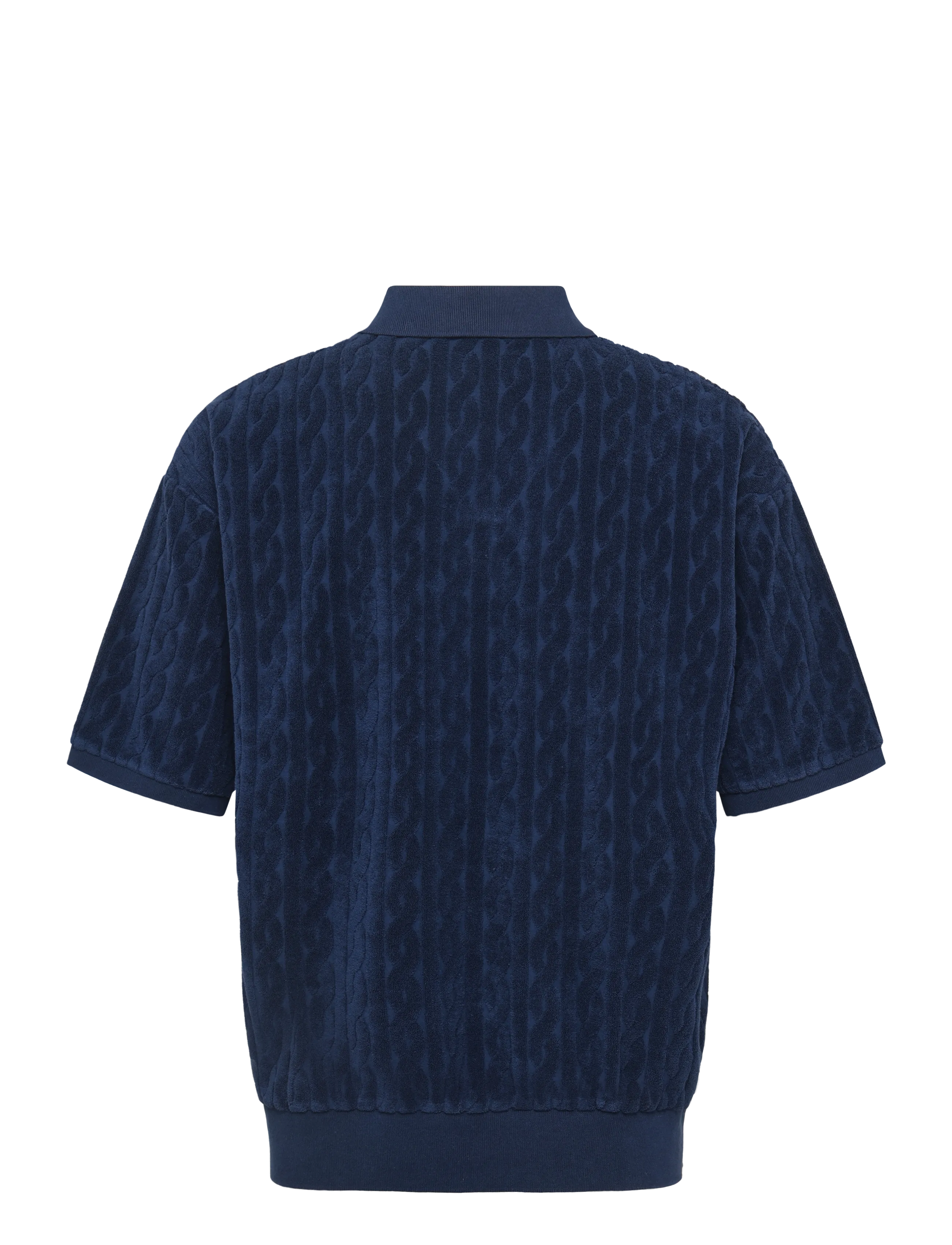 Polo Ralph Lauren - Relaxed Fit Cabled Terry Polo Shirt - langärmlige strick-polohemden - newport navy - 2