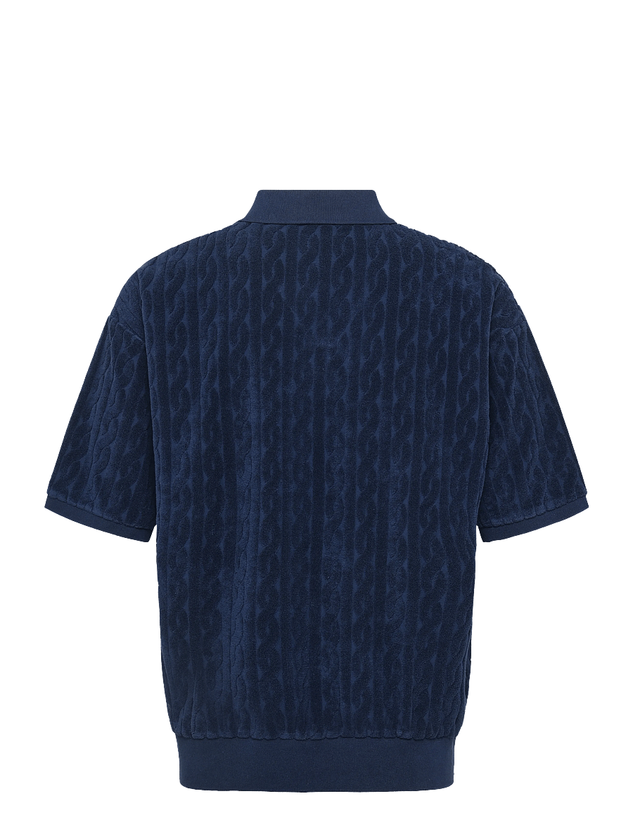 Polo Ralph Lauren - Relaxed Fit Cabled Terry Polo Shirt - langärmlige strick-polohemden - newport navy - 2