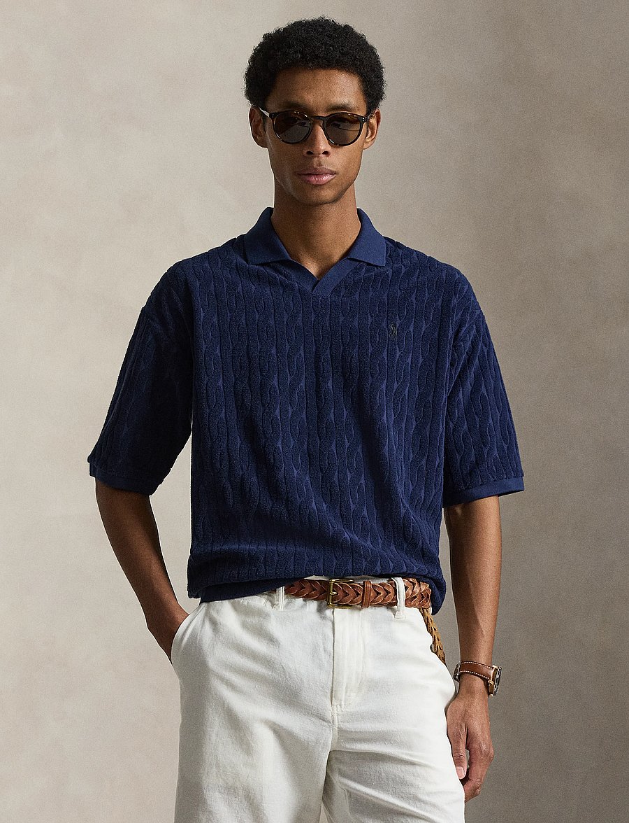Polo Ralph Lauren - Relaxed Fit Cabled Terry Polo Shirt - polostrik - newport navy - 0