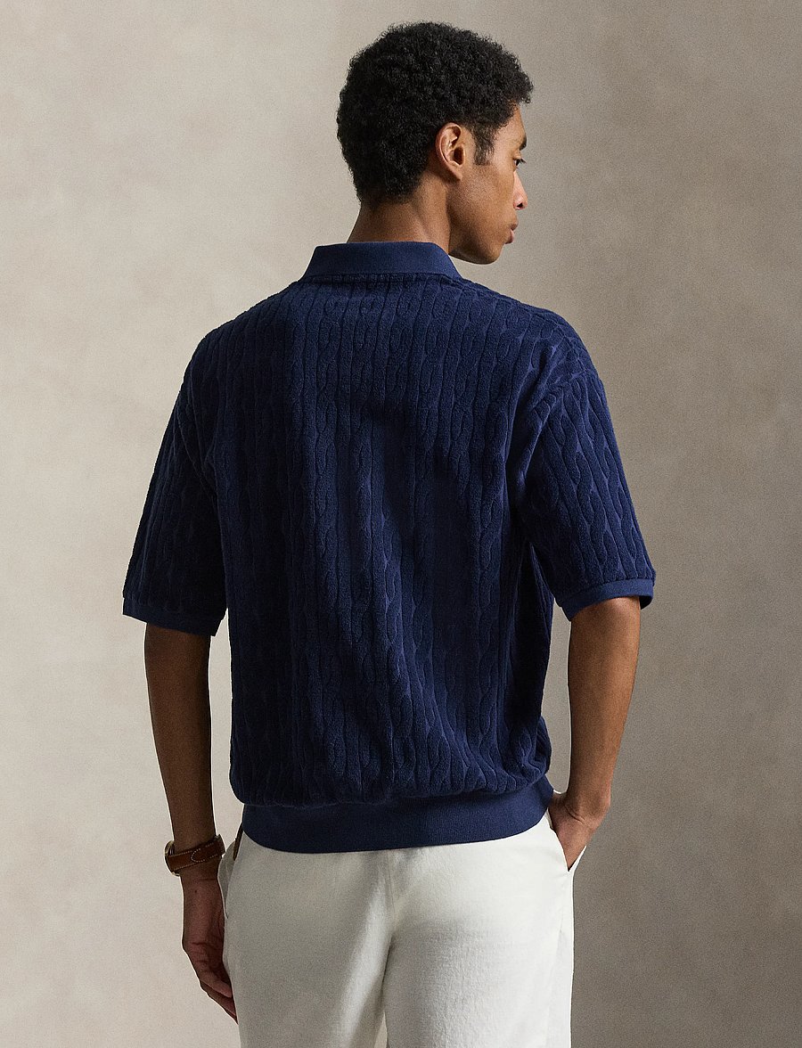 Polo Ralph Lauren - Relaxed Fit Cabled Terry Polo Shirt - polostrik - newport navy - 2