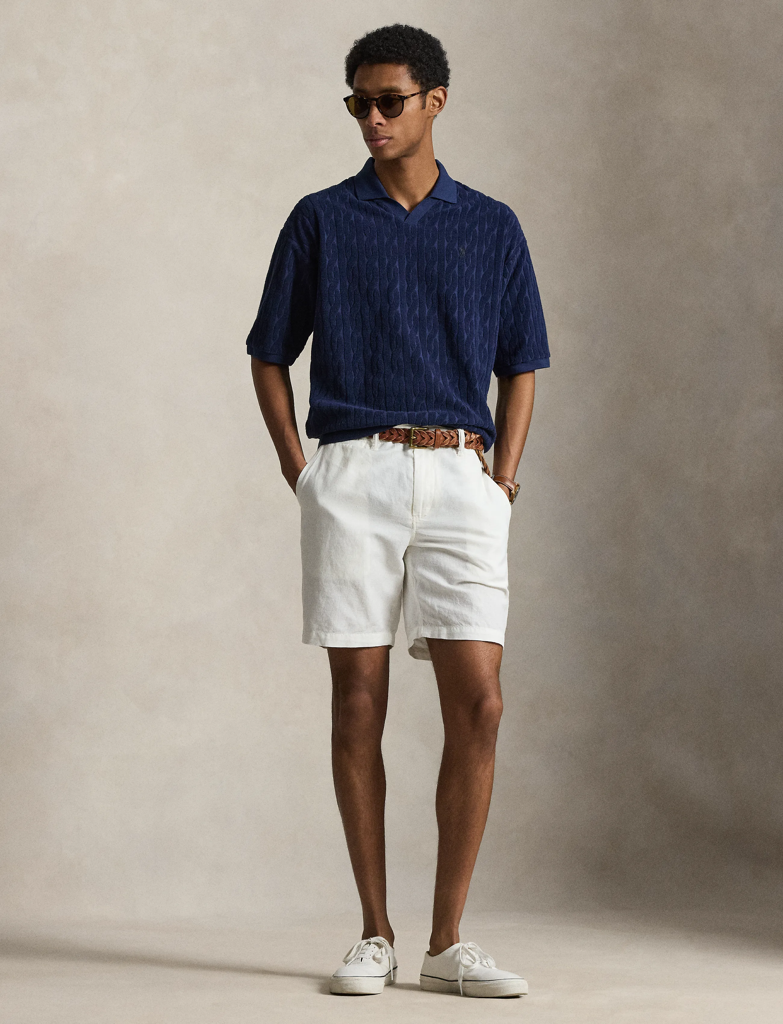 Polo Ralph Lauren - Relaxed Fit Cabled Terry Polo Shirt - polostrik - newport navy - 3