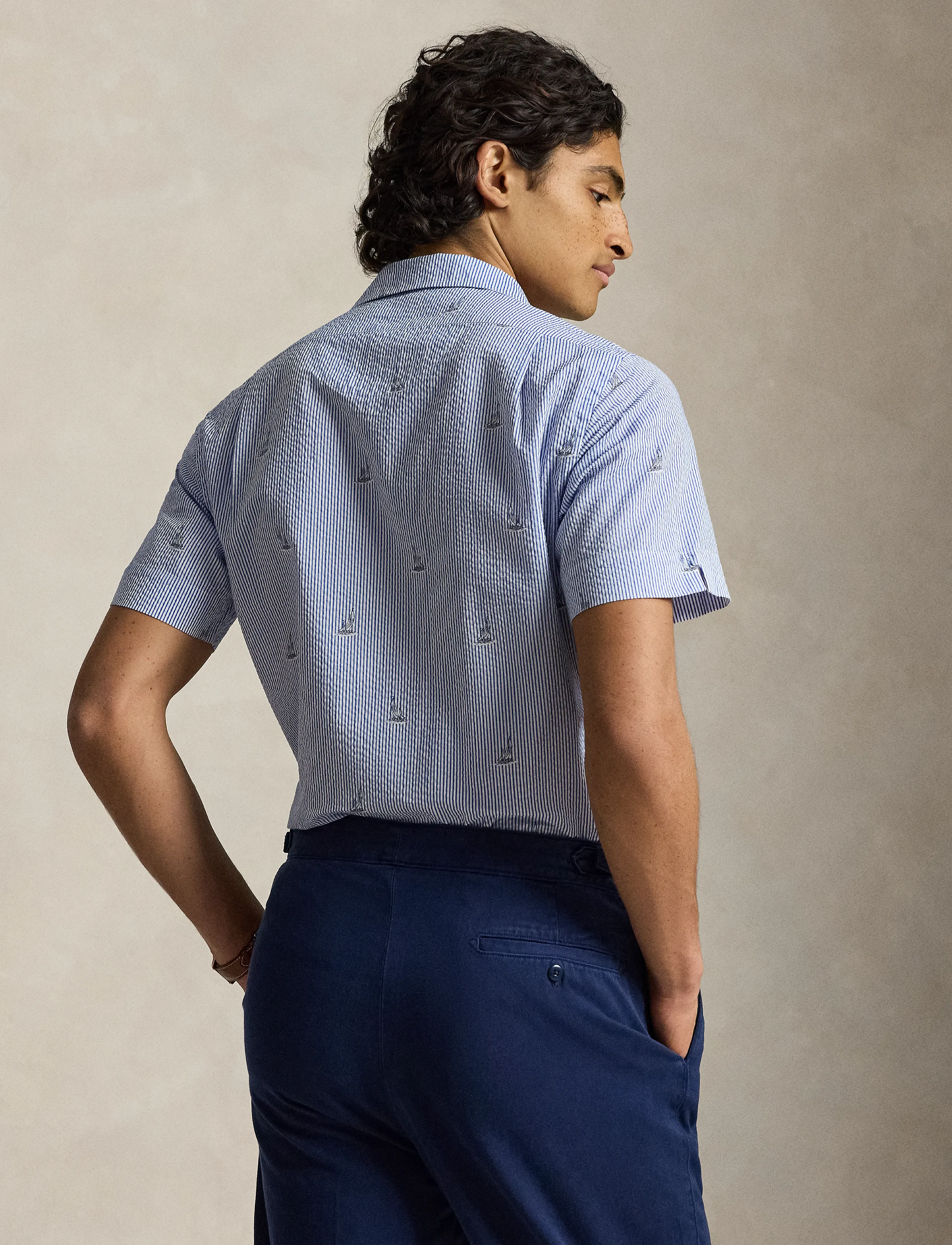 Polo Ralph Lauren - Classic Fit Sailboat Seersucker Shirt - 2654 sailboat on - 2