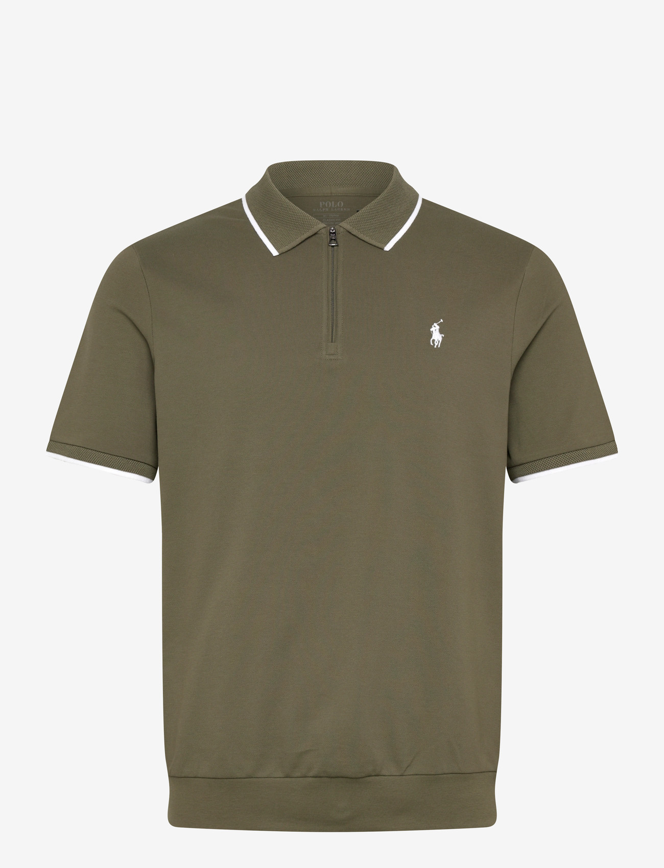 Polo Ralph Lauren - Classic Fit Stretch Mesh Zip Polo Shirt - kortærmede poloer - cruise olive/c173 - 0