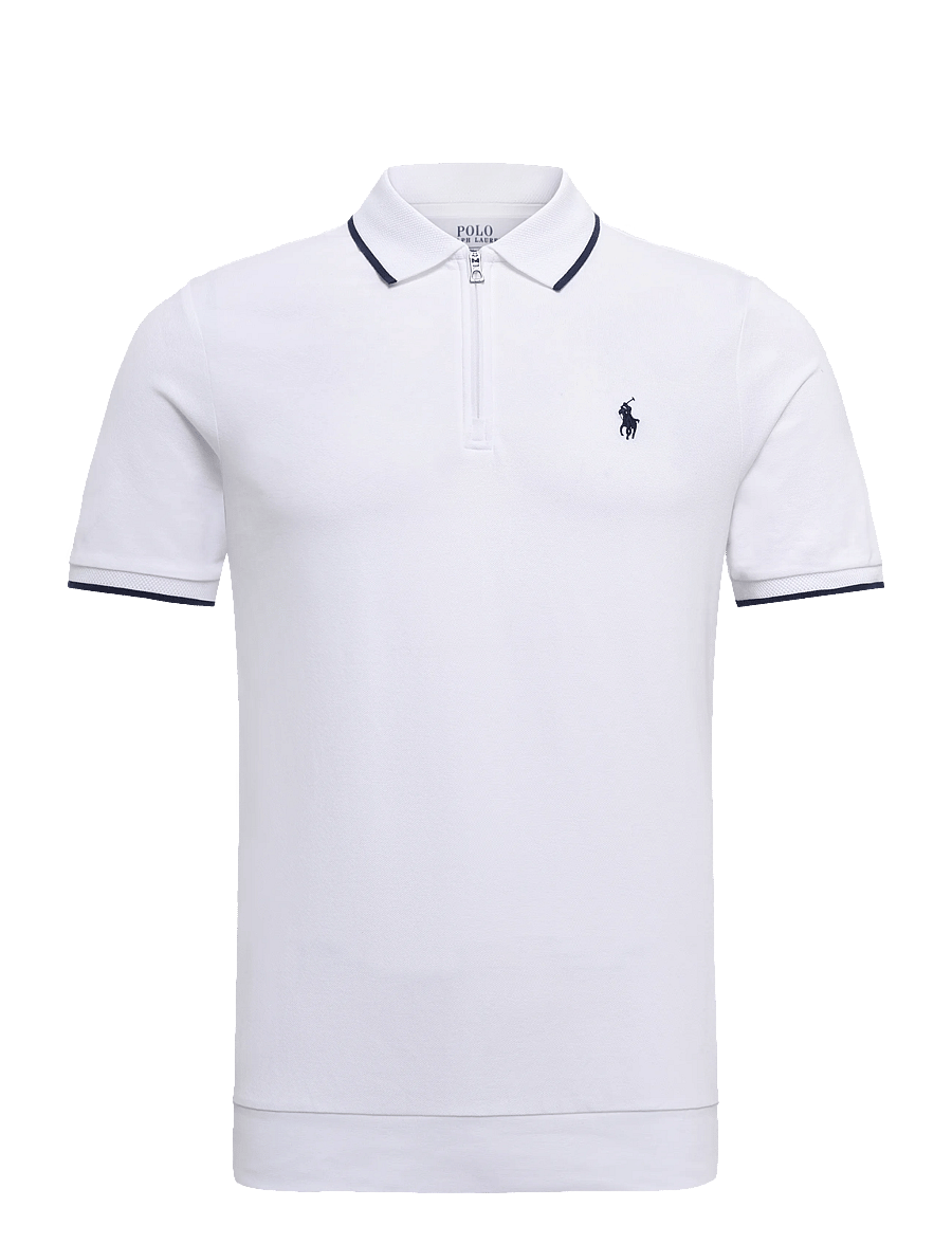 Polo Ralph Lauren - Classic Fit Stretch Mesh Zip Polo Shirt - kurzärmelig - white/c7927 - 0