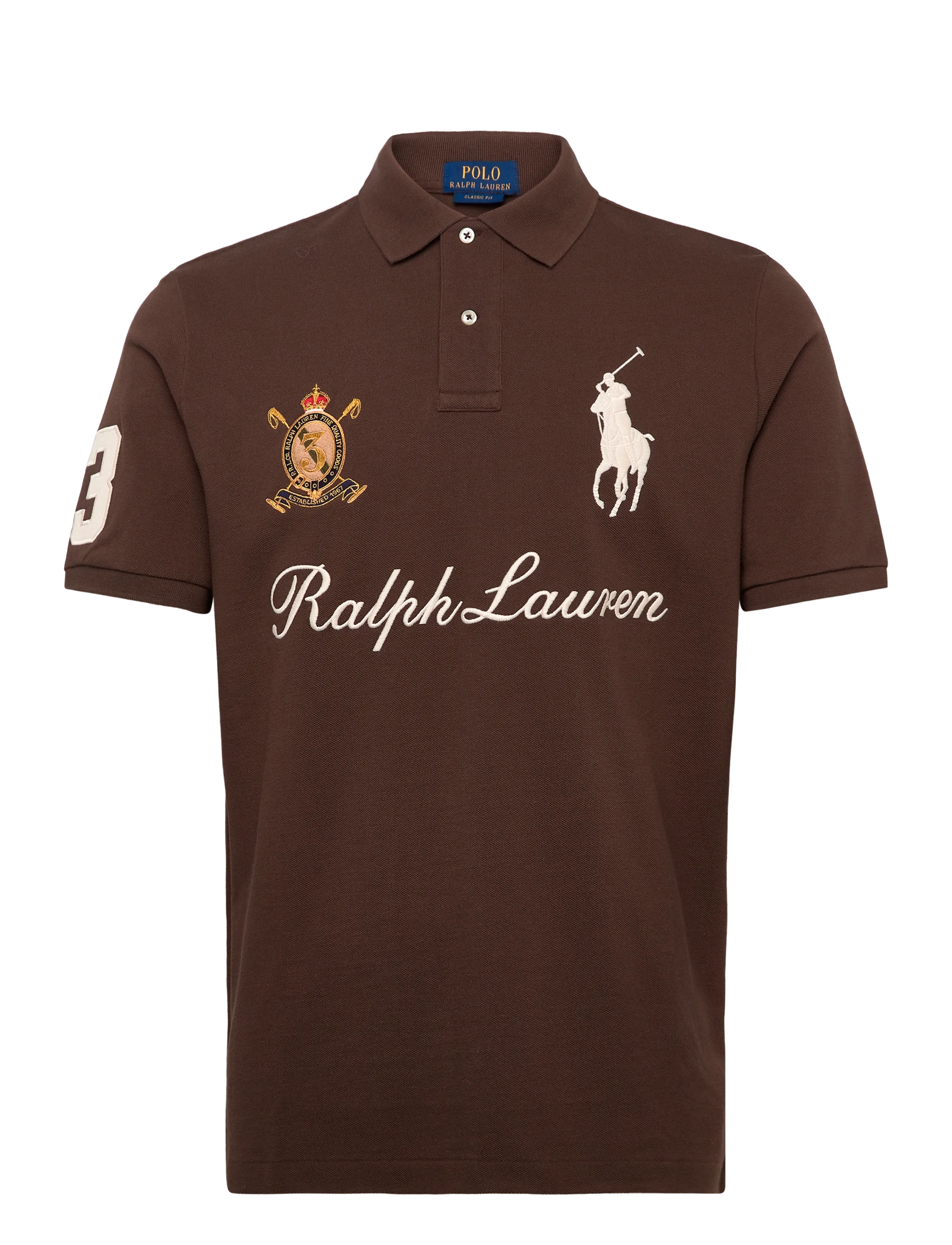 Polo Ralph Lauren Classic Fit Big Pony Mesh Shirt, L, Polos, Braun - Short-sleeved, Männerswear