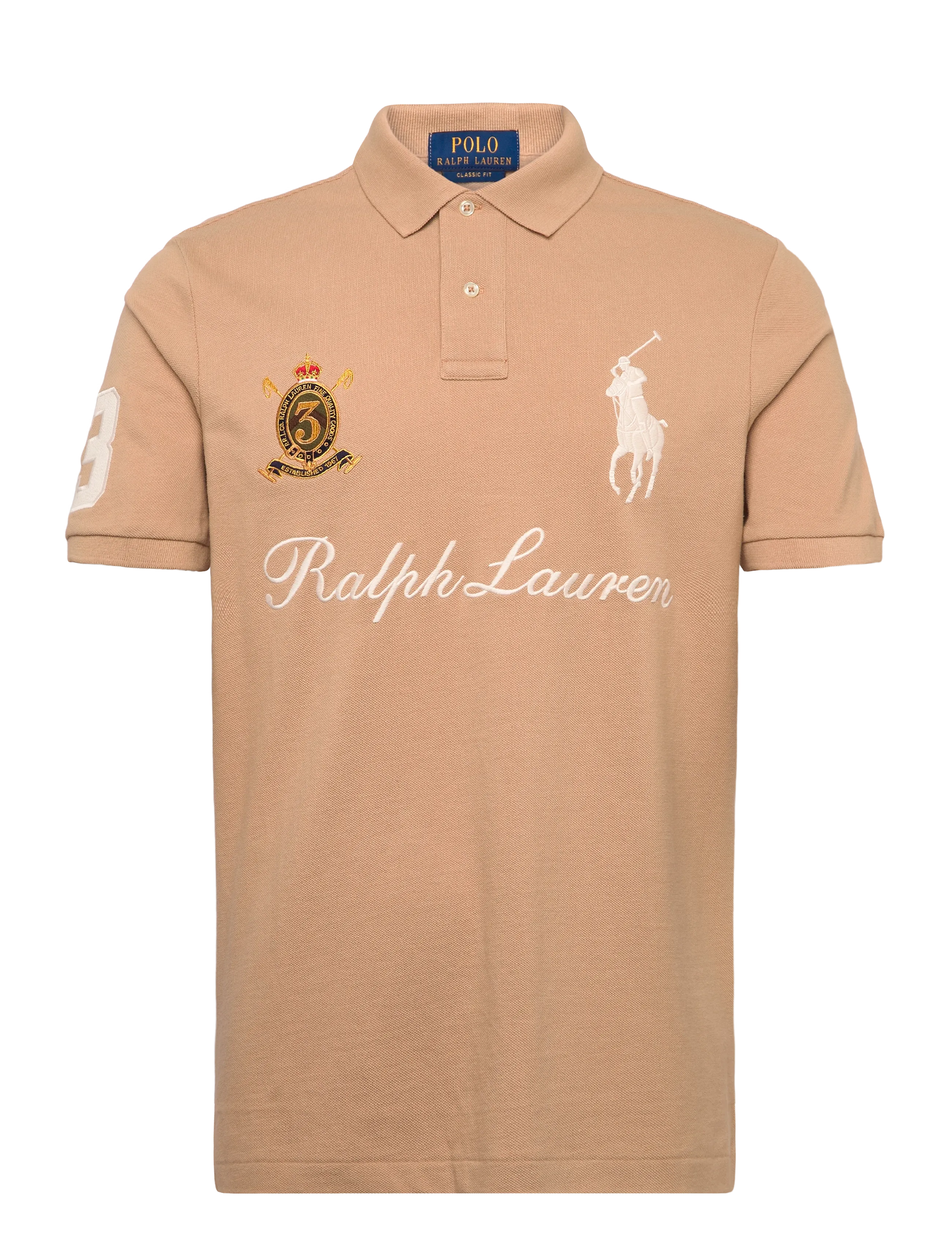 Polo Ralph Lauren Classic Fit Big Pony Mesh Shirt, XXL, Polos, Beige - Short-sleeved, Männerswear