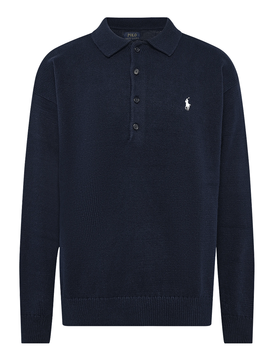 Polo Ralph Lauren - Relaxed Fit Flag Cotton Sweater - långärmade stickade pikétröjor - navy combo - 1