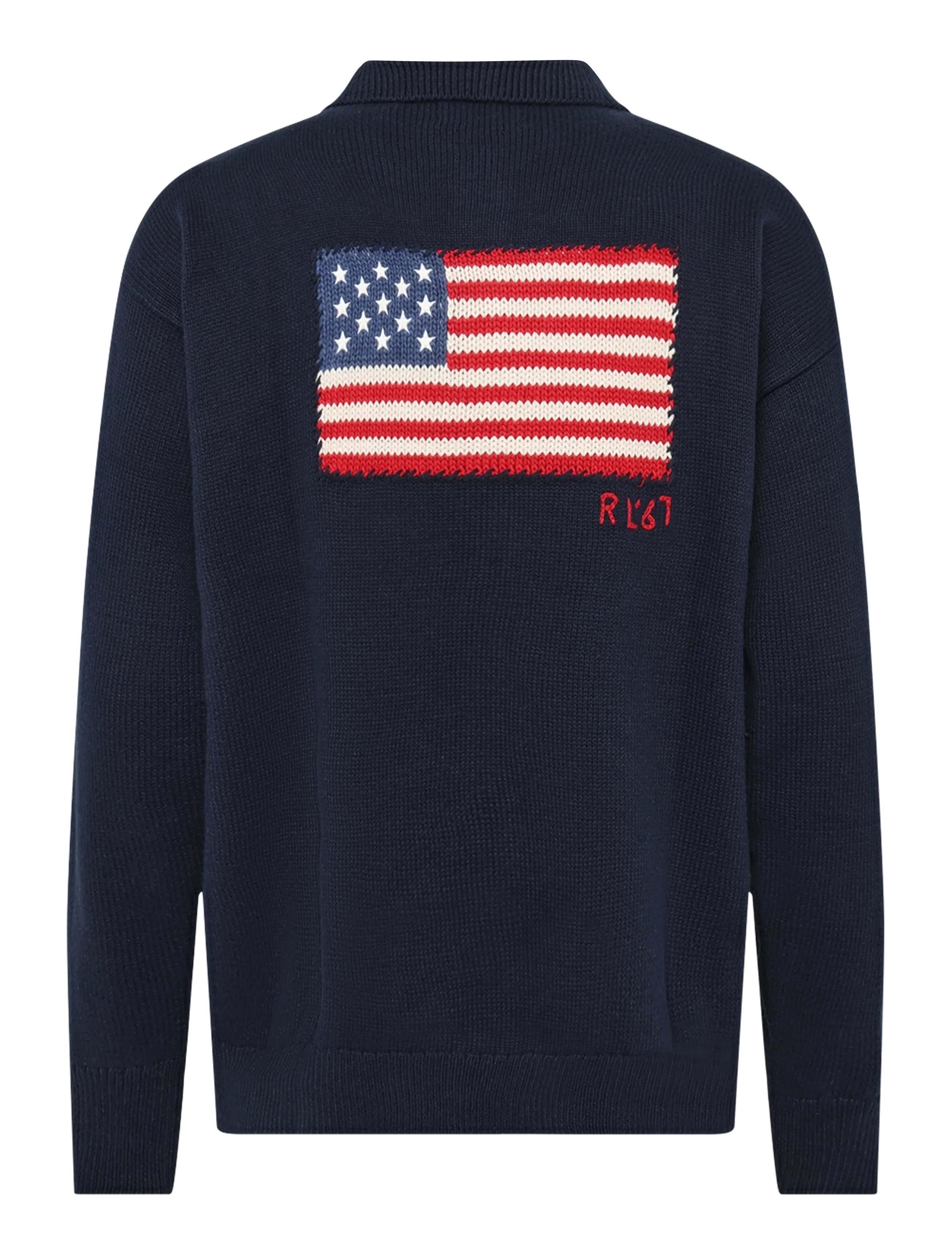 Polo Ralph Lauren - Relaxed Fit Flag Cotton Sweater - long-sleeved knitted polos - navy combo - 2