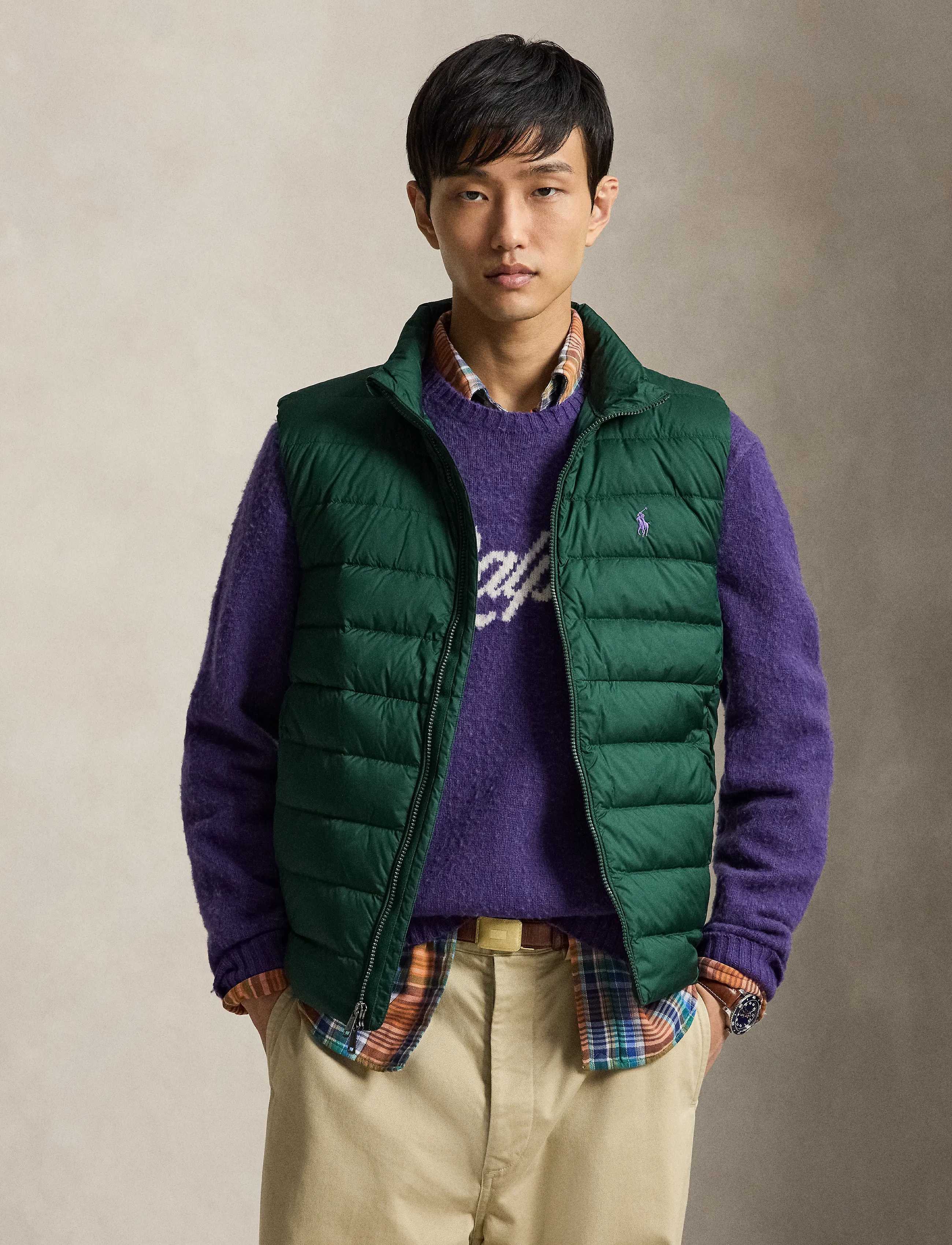 Polo Ralph Lauren MATTE PERPETUAL-WVN-VEST - Västar - MOSS AGATE / green