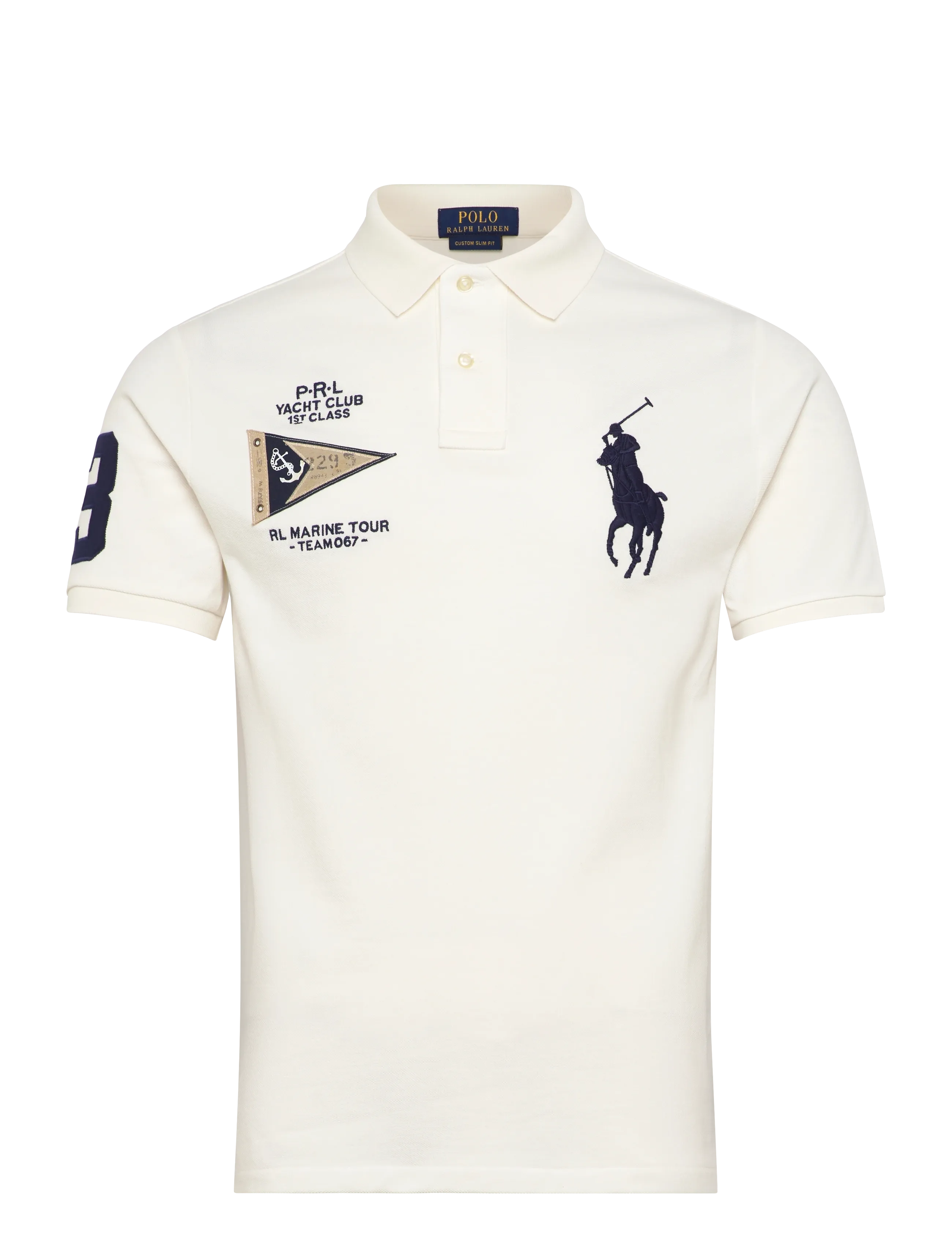 Polo Ralph Lauren Custom Slim Fit Big Pony Polo Shirt, Mænd, Polo T-shirt, Cream, Str: XL