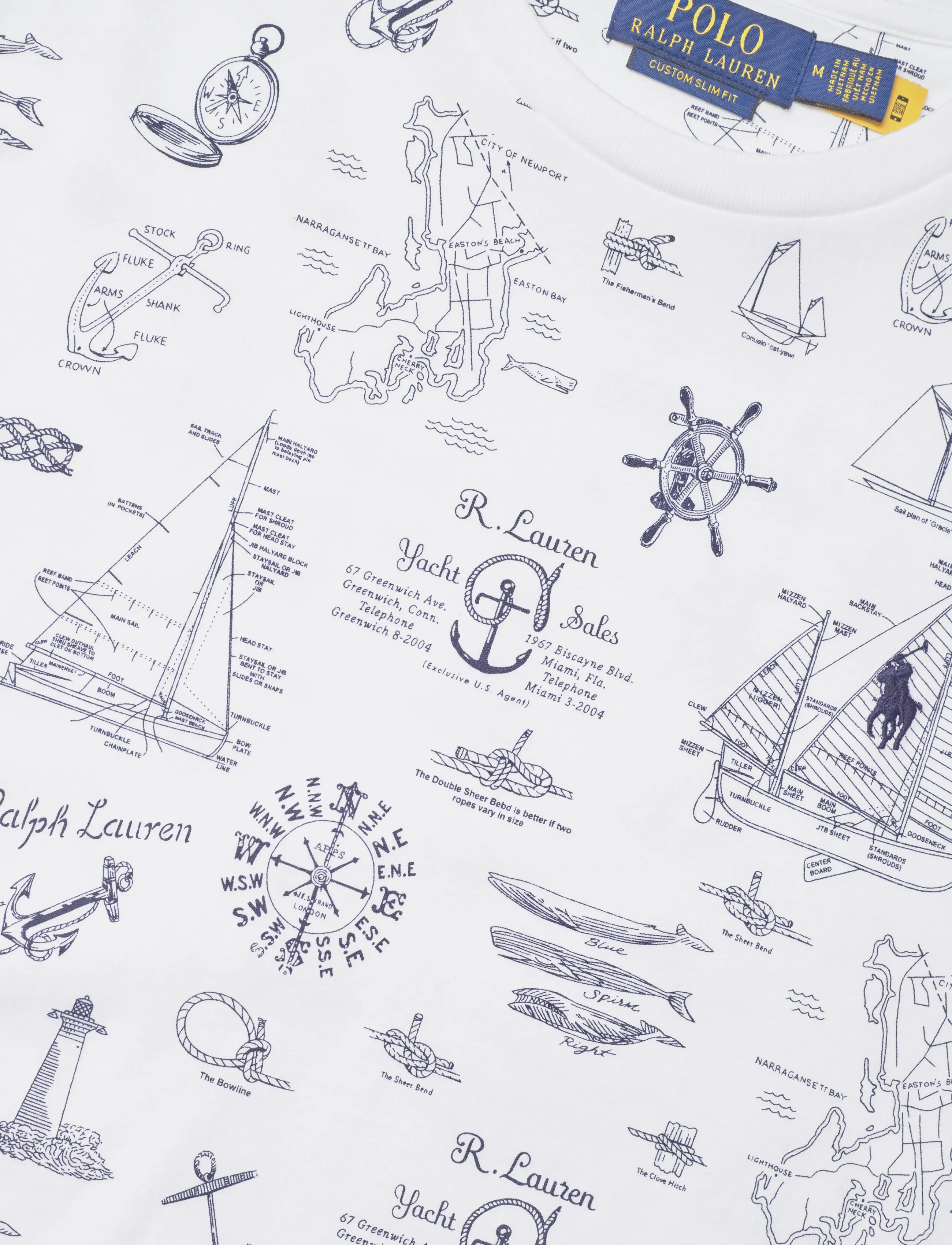 Polo Ralph Lauren - Custom Slim Fit Nautical Jersey T-Shirt - kortærmede t-shirts - seaward bound-whi - 2