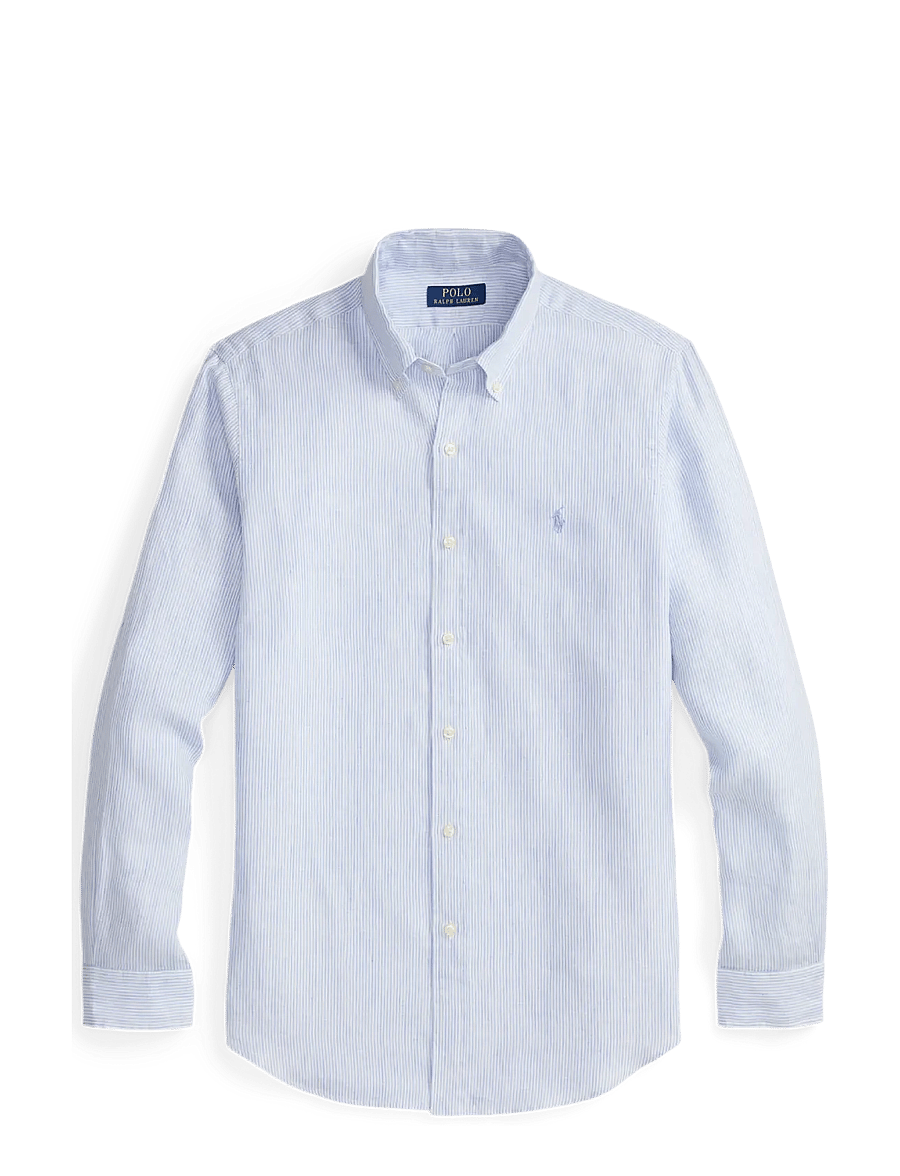 Polo Ralph Lauren - Custom Fit Striped Linen Shirt - hørskjorter - 6671a cabana blue - 0