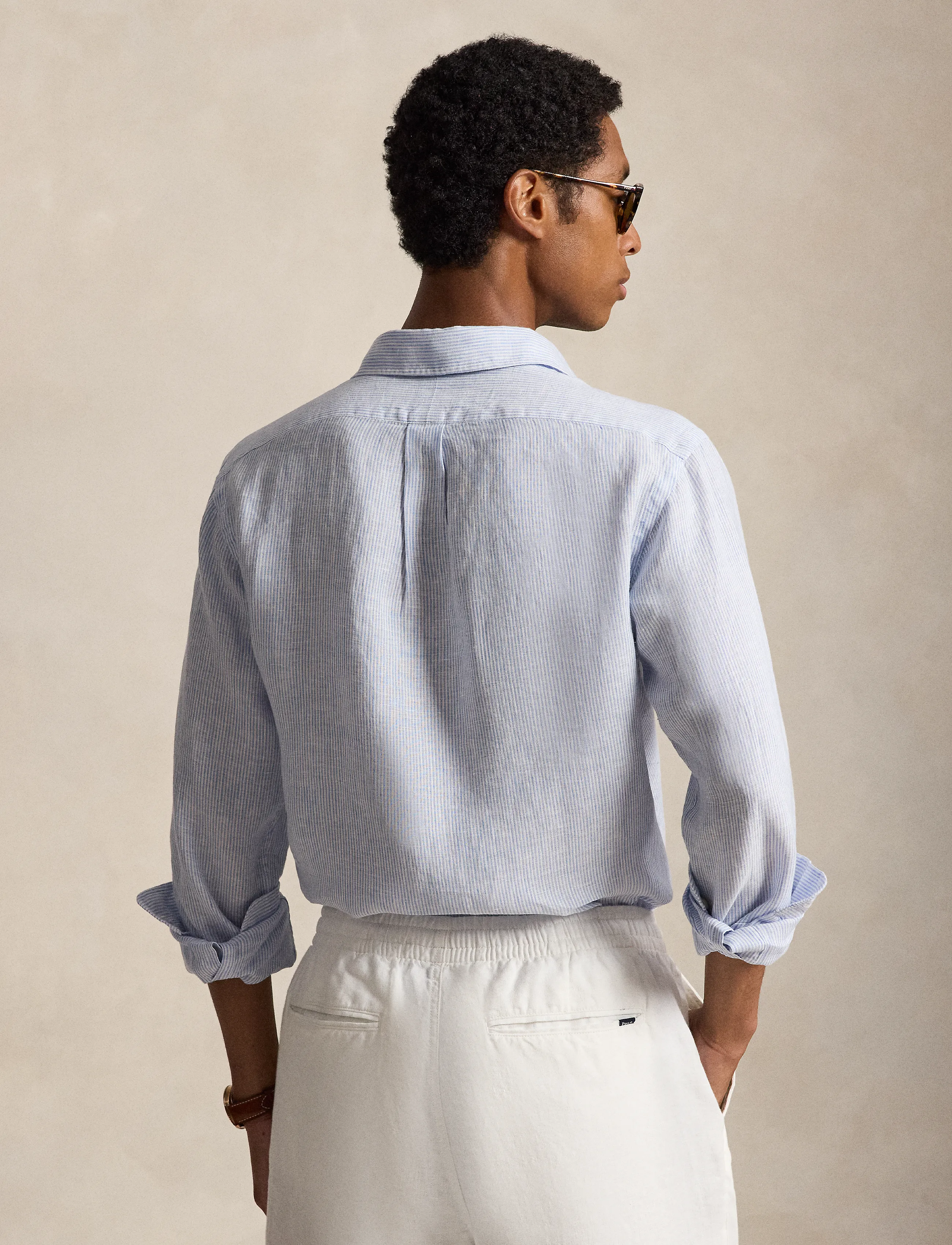 Polo Ralph Lauren - Custom Fit Striped Linen Shirt - hørskjorter - 6671a cabana blue - 1