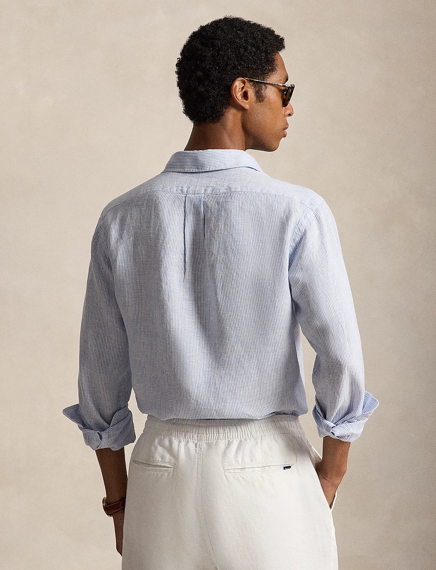 Polo Ralph Lauren - Custom Fit Striped Linen Shirt - hørskjorter - 6671a cabana blue - 1