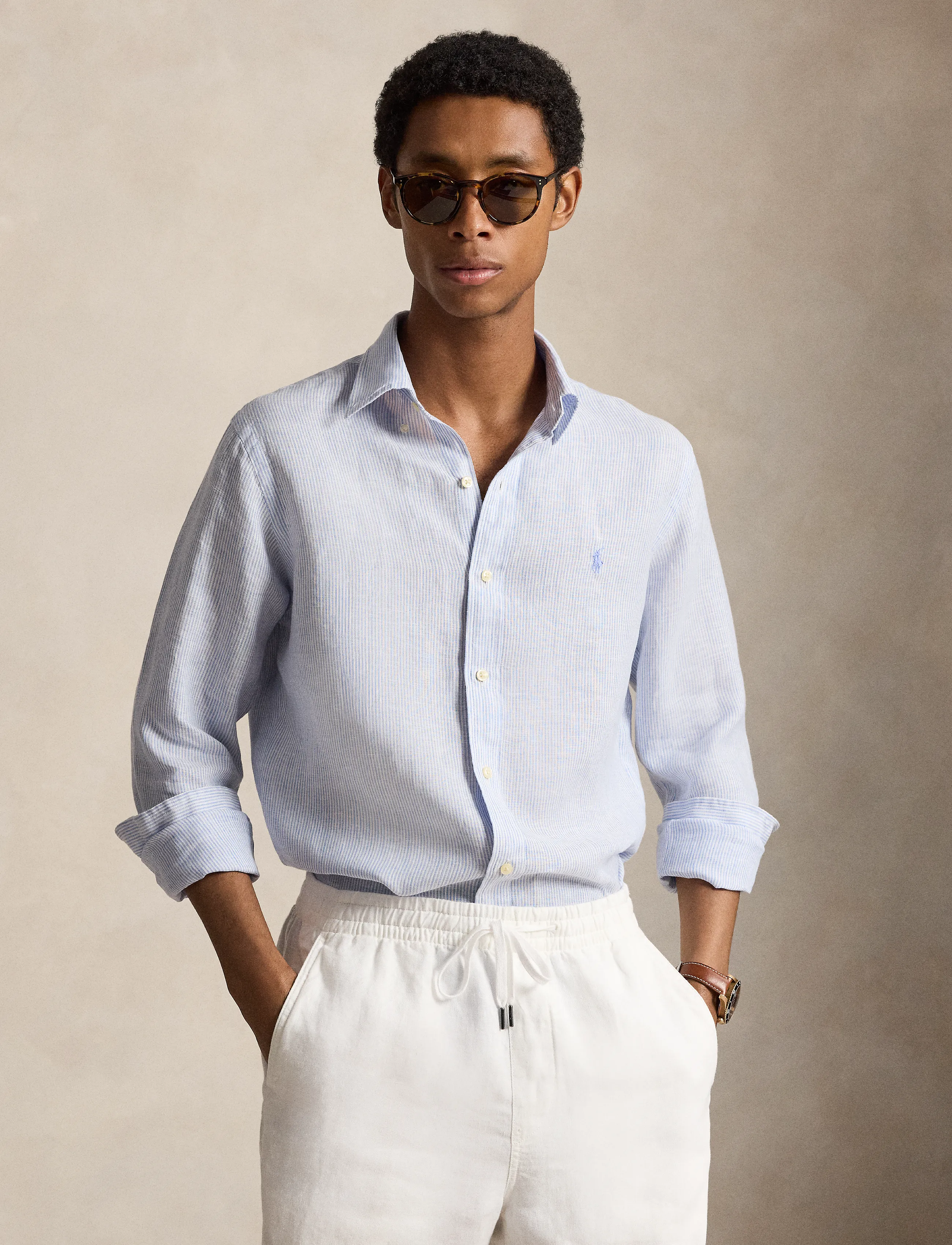 Polo Ralph Lauren - Custom Fit Striped Linen Shirt - hørskjorter - 6671a cabana blue - 3
