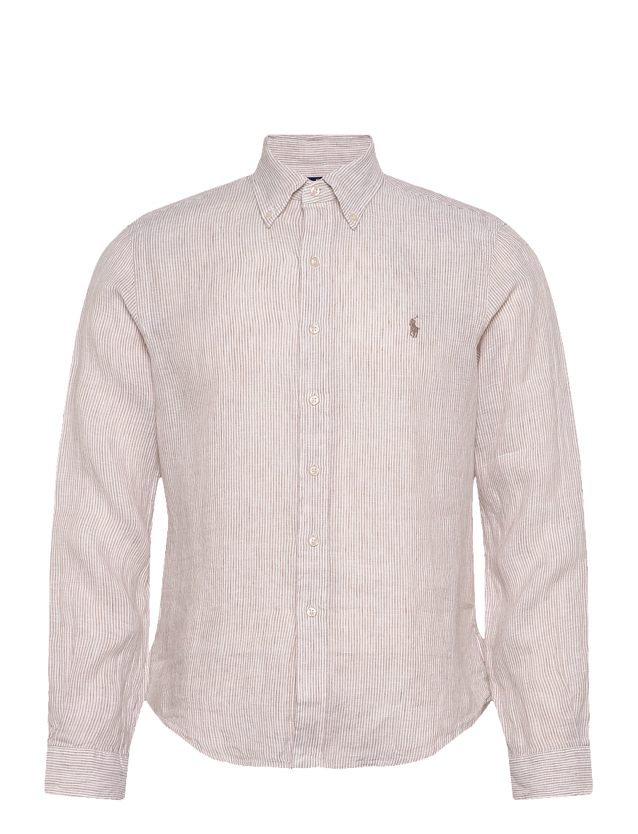 Polo Ralph Lauren - Custom Fit Striped Linen Shirt - hørskjorter - 6671h coastal bei - 0