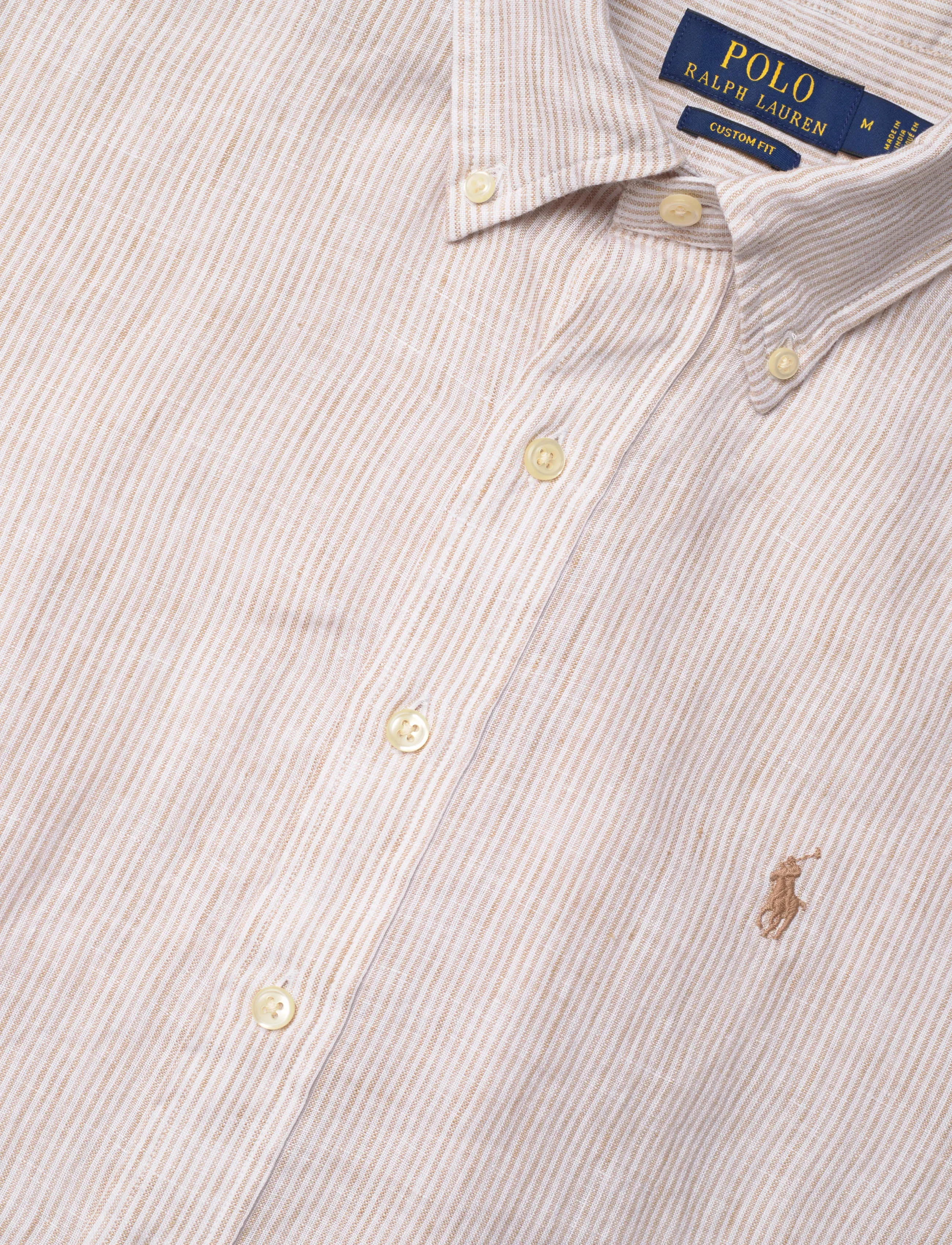 Polo Ralph Lauren - Custom Fit Striped Linen Shirt - linen shirts - 6671h coastal bei - 3