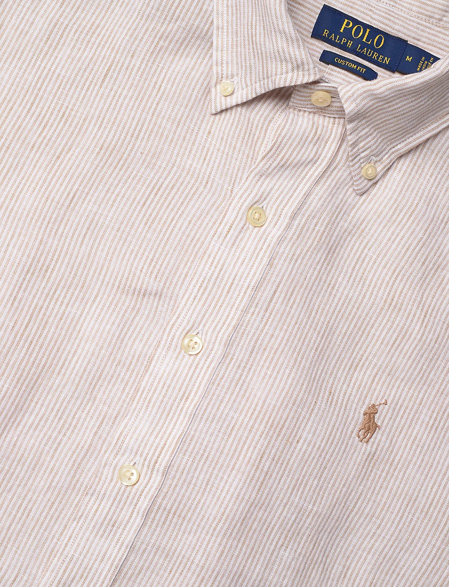 Polo Ralph Lauren - Custom Fit Striped Linen Shirt - hørskjorter - 6671h coastal bei - 3