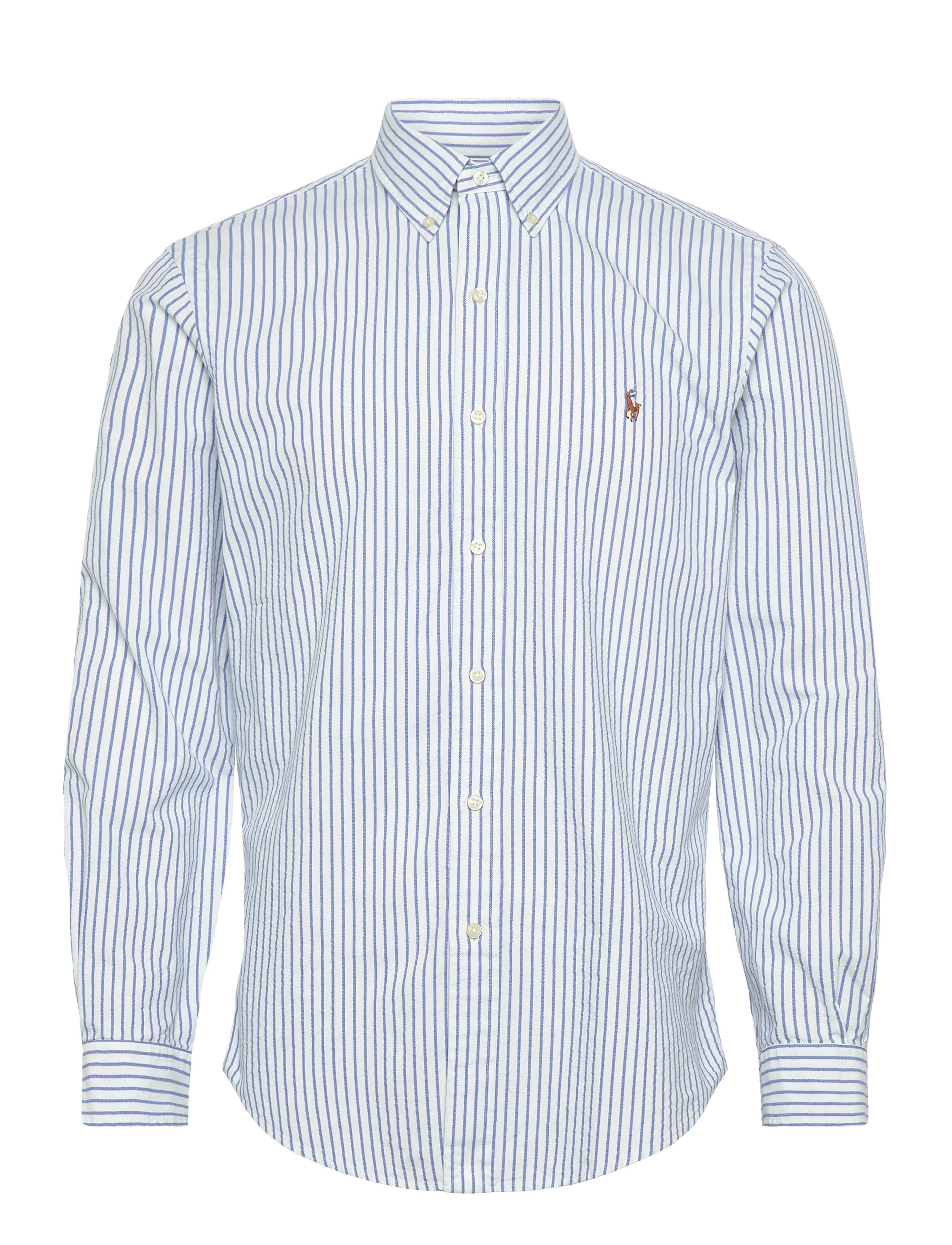 Polo Ralph Lauren Custom Fit Seersucker Oxford Shirt - Shirts - 7124C WHITE BSR B / blue