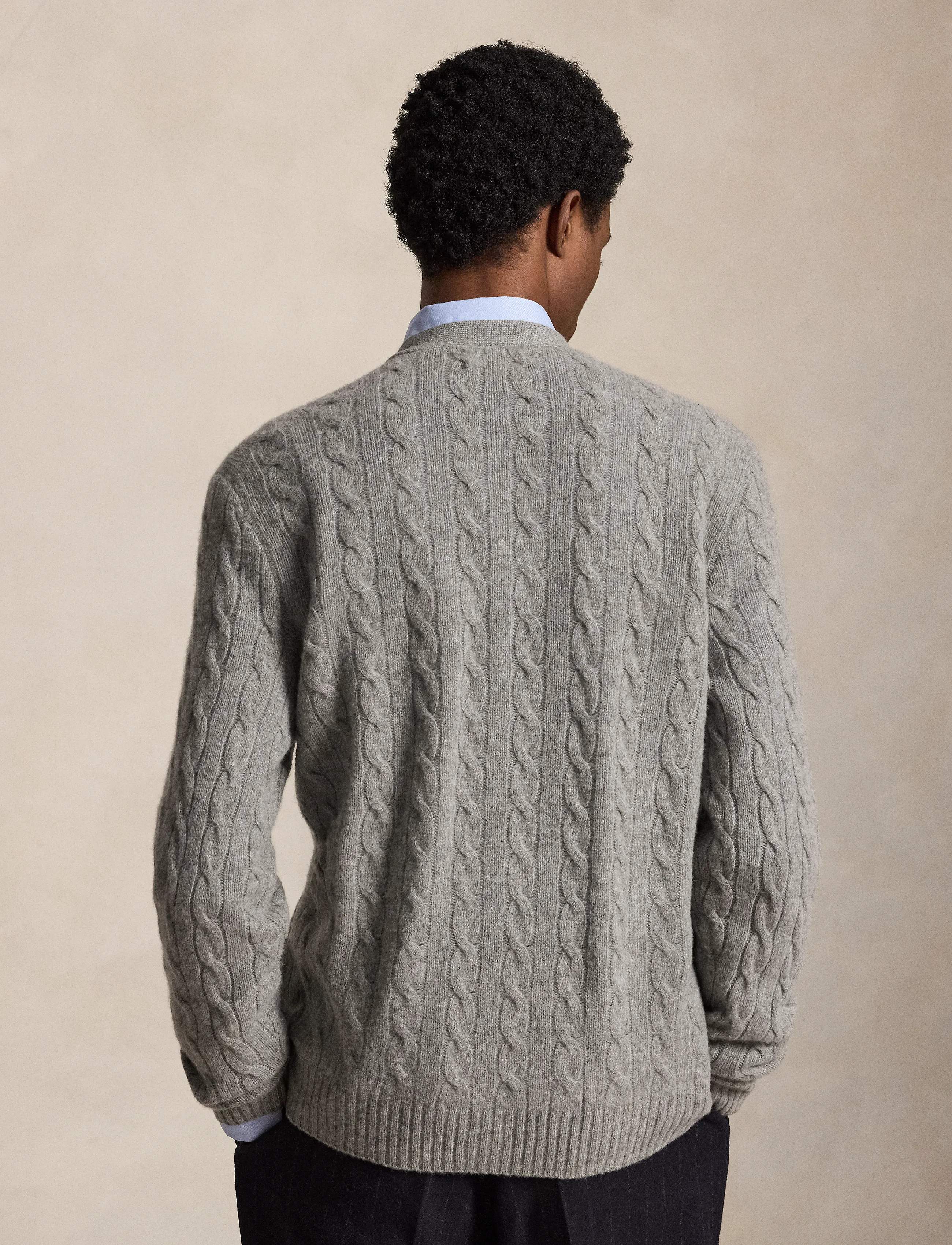 Polo Ralph Lauren - Cable-Knit Wool-Cashmere Cardigan - fawn grey heather - 2