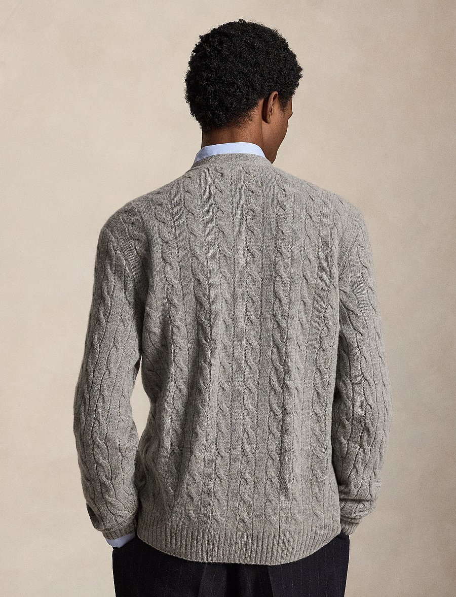 Polo Ralph Lauren - Cable-Knit Wool-Cashmere Cardigan - cardigans - fawn grey heather - 2