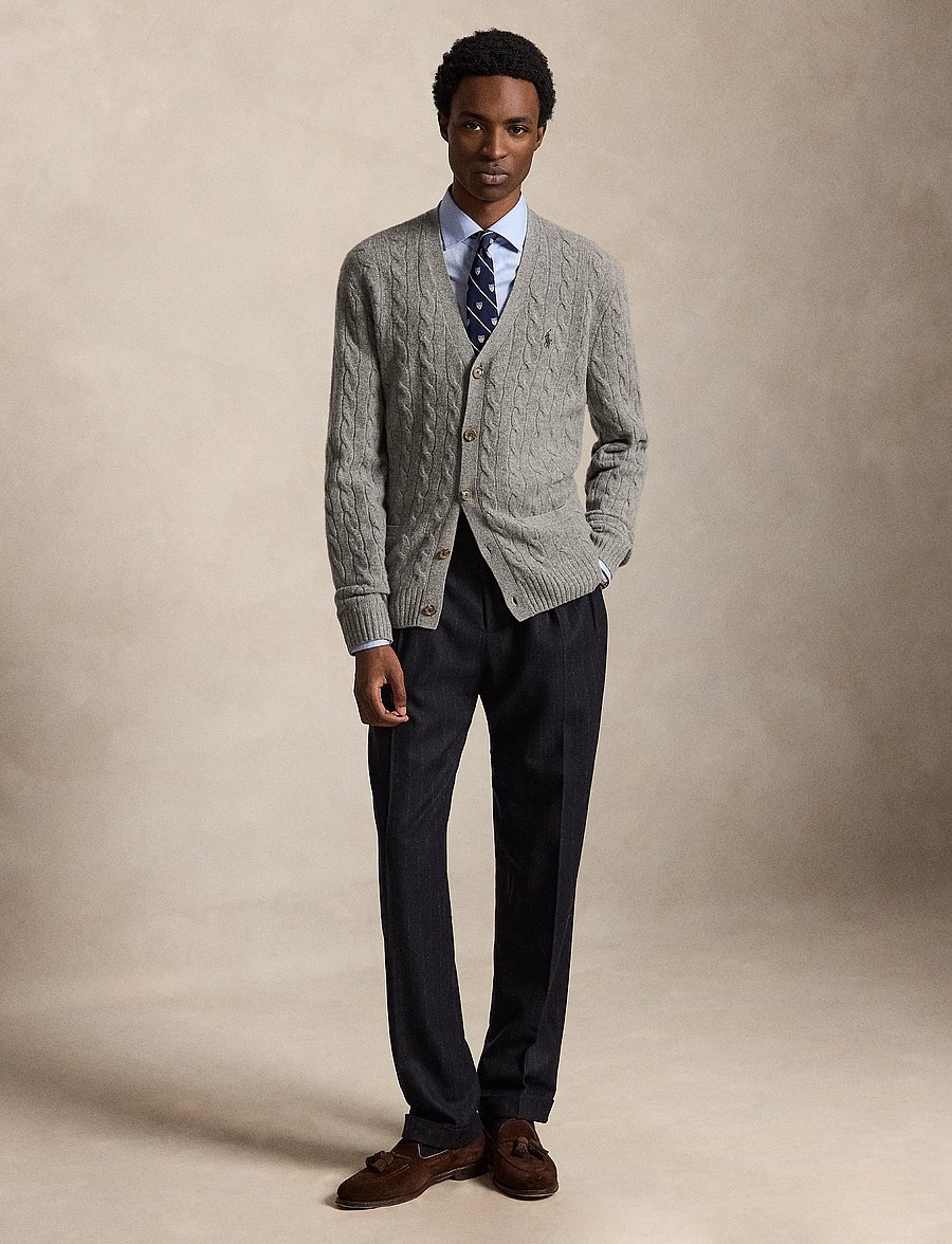 Polo Ralph Lauren - Cable-Knit Wool-Cashmere Cardigan - cardigans - fawn grey heather - 4