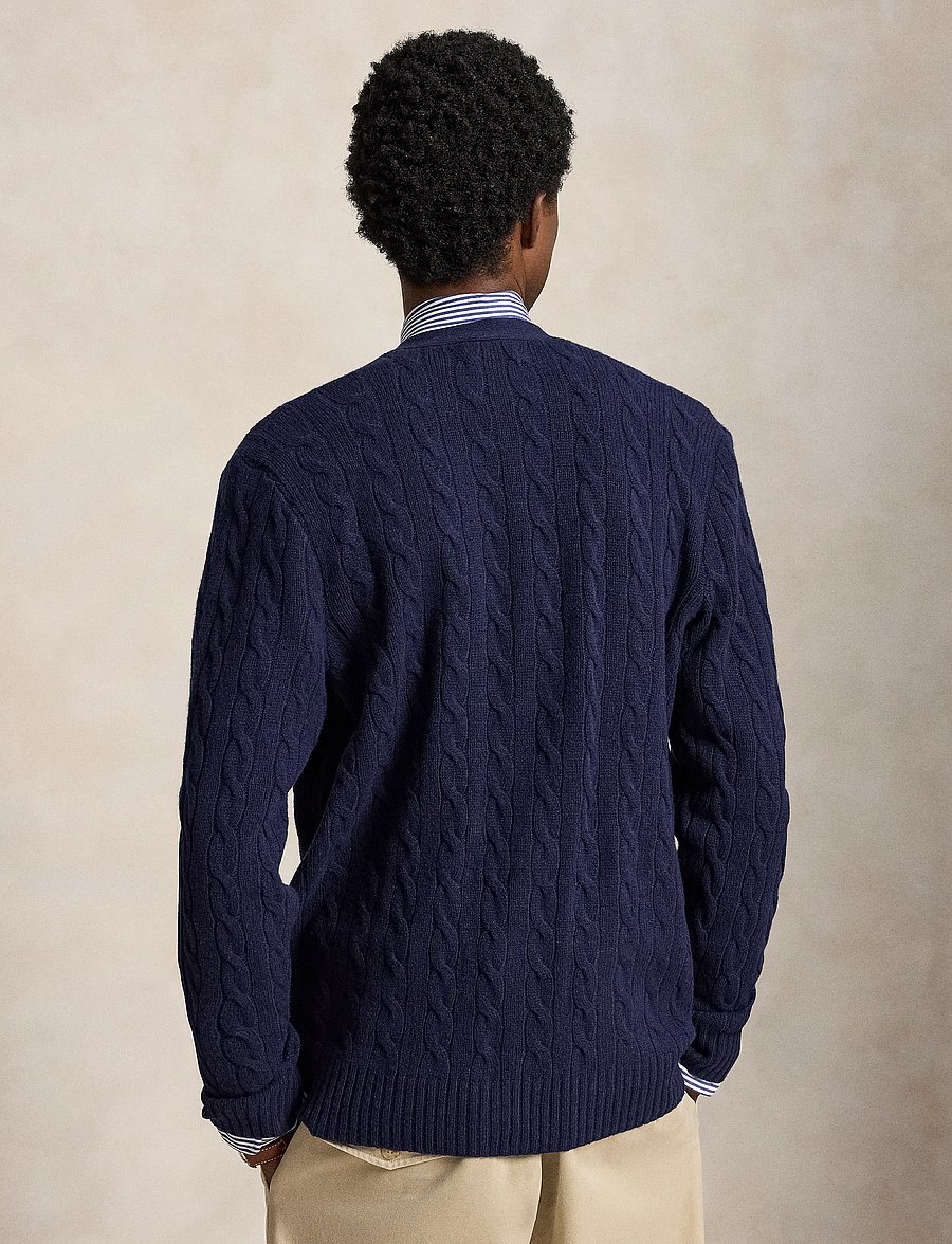 Polo Ralph Lauren - Cable-Knit Wool-Cashmere Cardigan - cardigans - hunter navy - 2