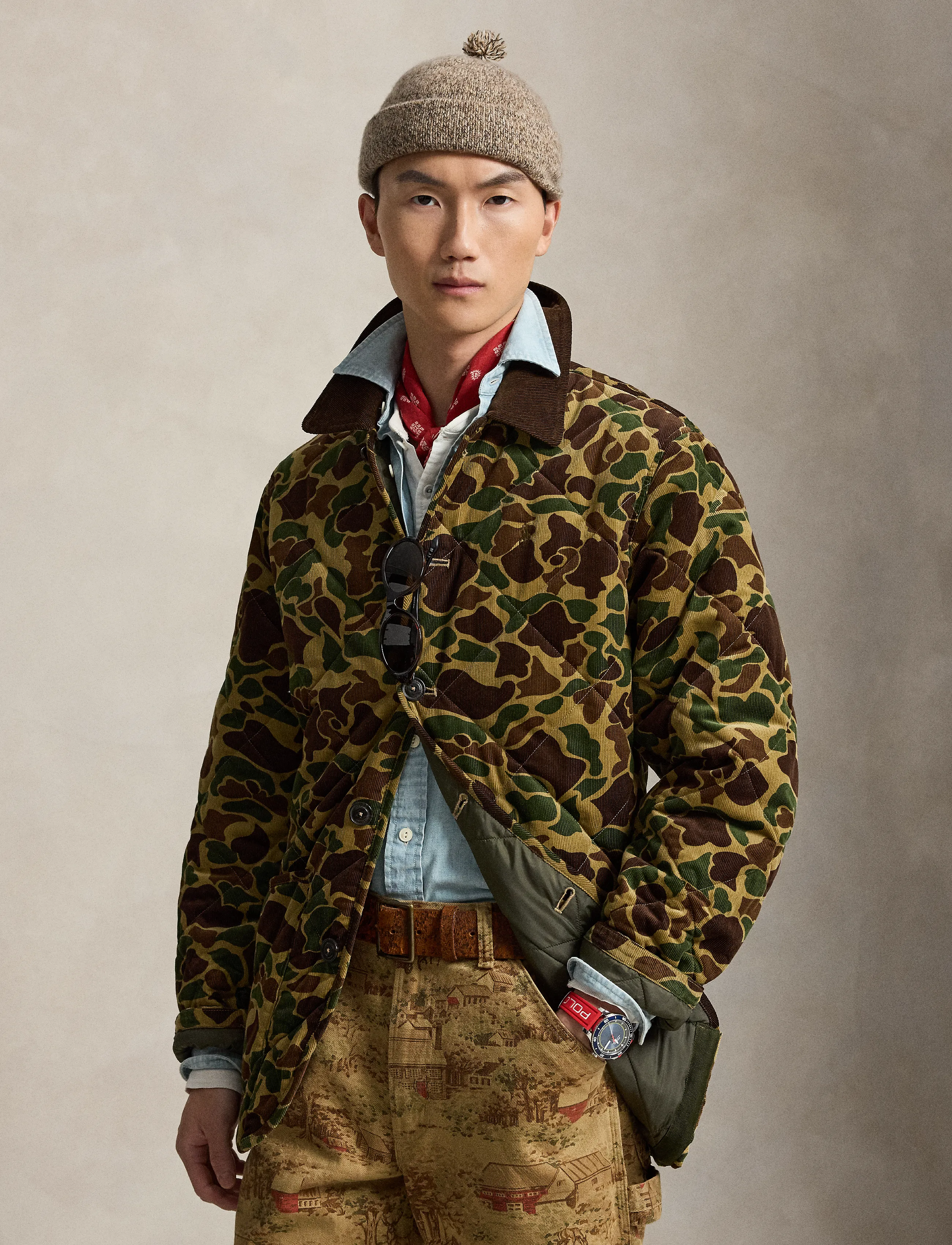 Polo Ralph Lauren Camo-Print Quilted Corduroy Barn Coat, S, Jackets, Mehrfarbig/gemustert - Männerswear