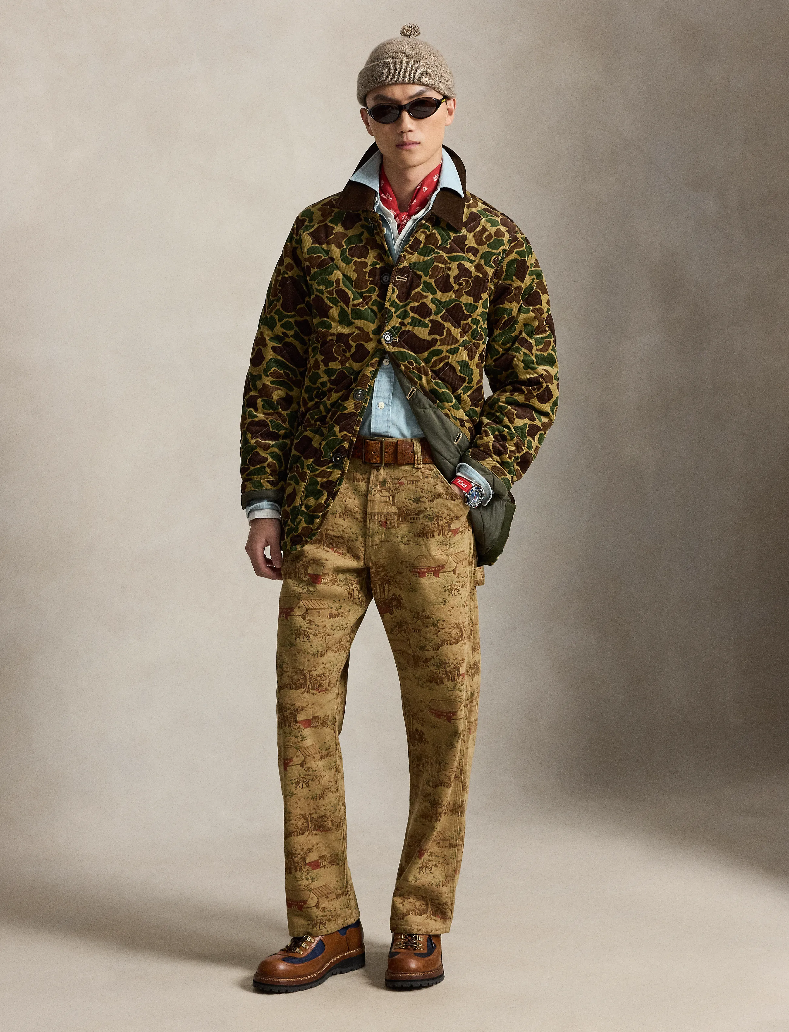 Camo-Print Quilted Corduroy Barn Coat 4