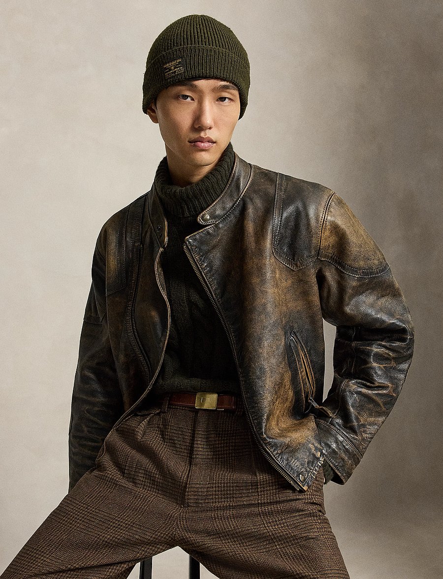 Polo Ralph Lauren - Leather Motorcycle Jacket - brown/black amber - 1