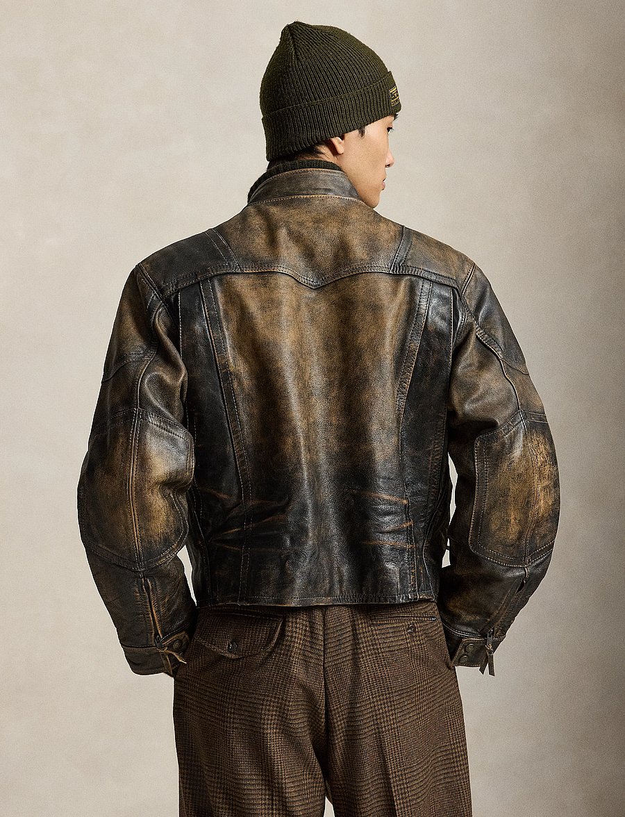 Polo Ralph Lauren - Leather Motorcycle Jacket - brown/black amber - 4