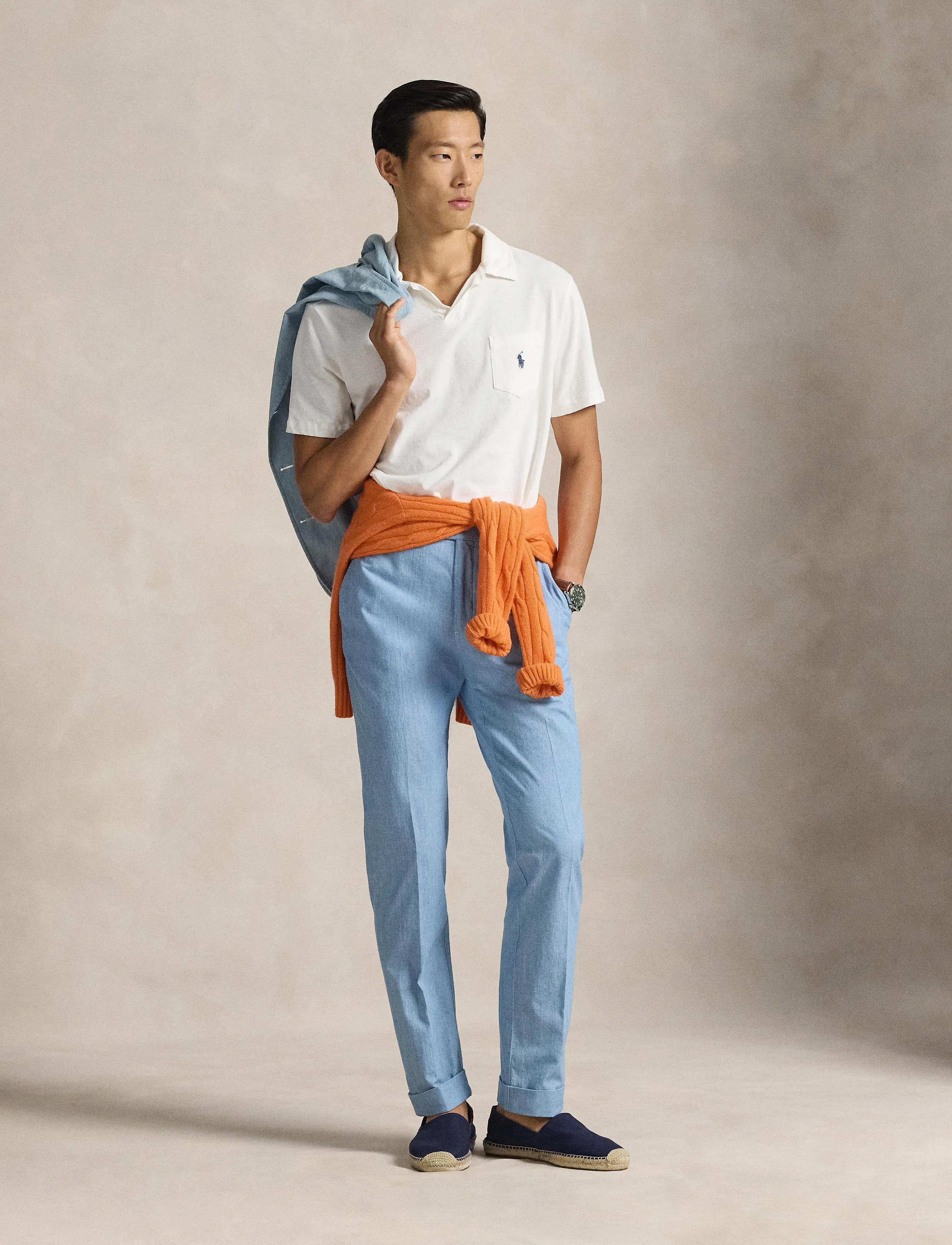 Polo Ralph Lauren Standard Fit Cotton-Linen Polo Shirt - Poloshirts - NEVIS / white